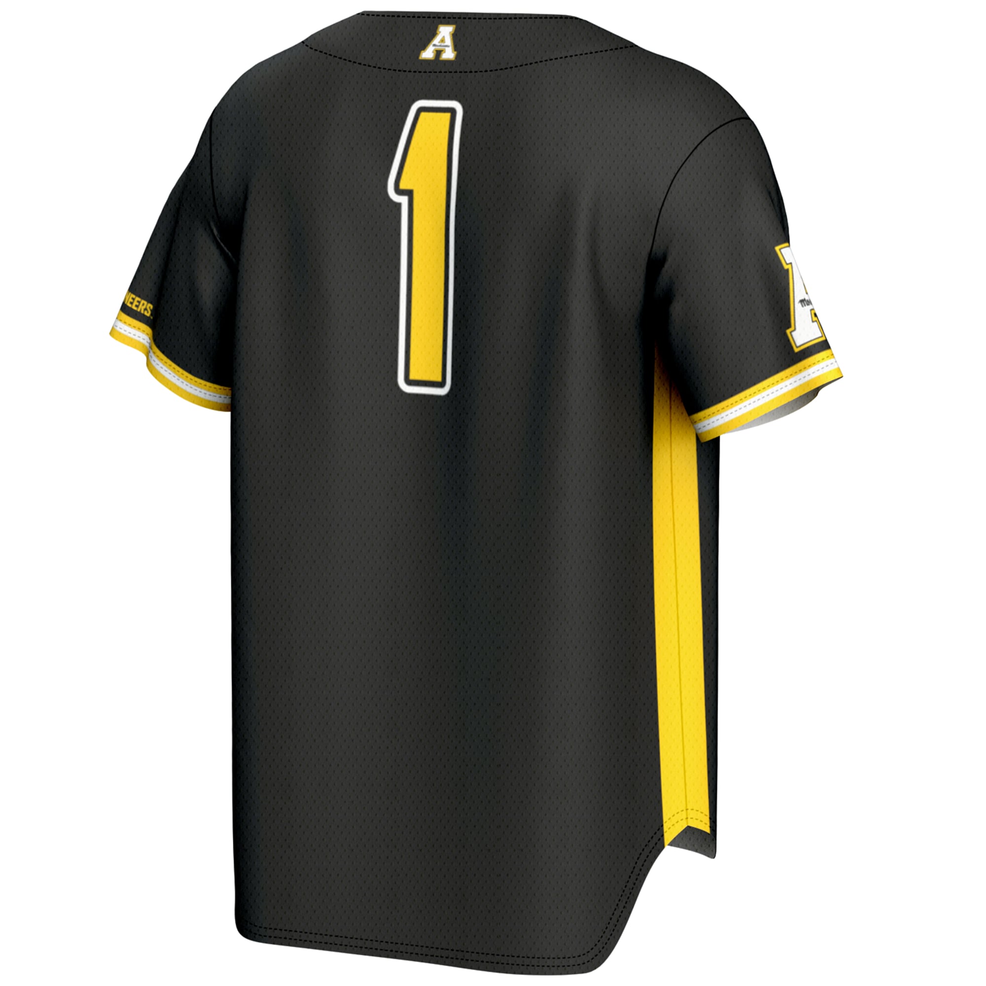 #1 Appalachian State Mountaineers Lightweight Baseball Fashion Jersey Black - back view