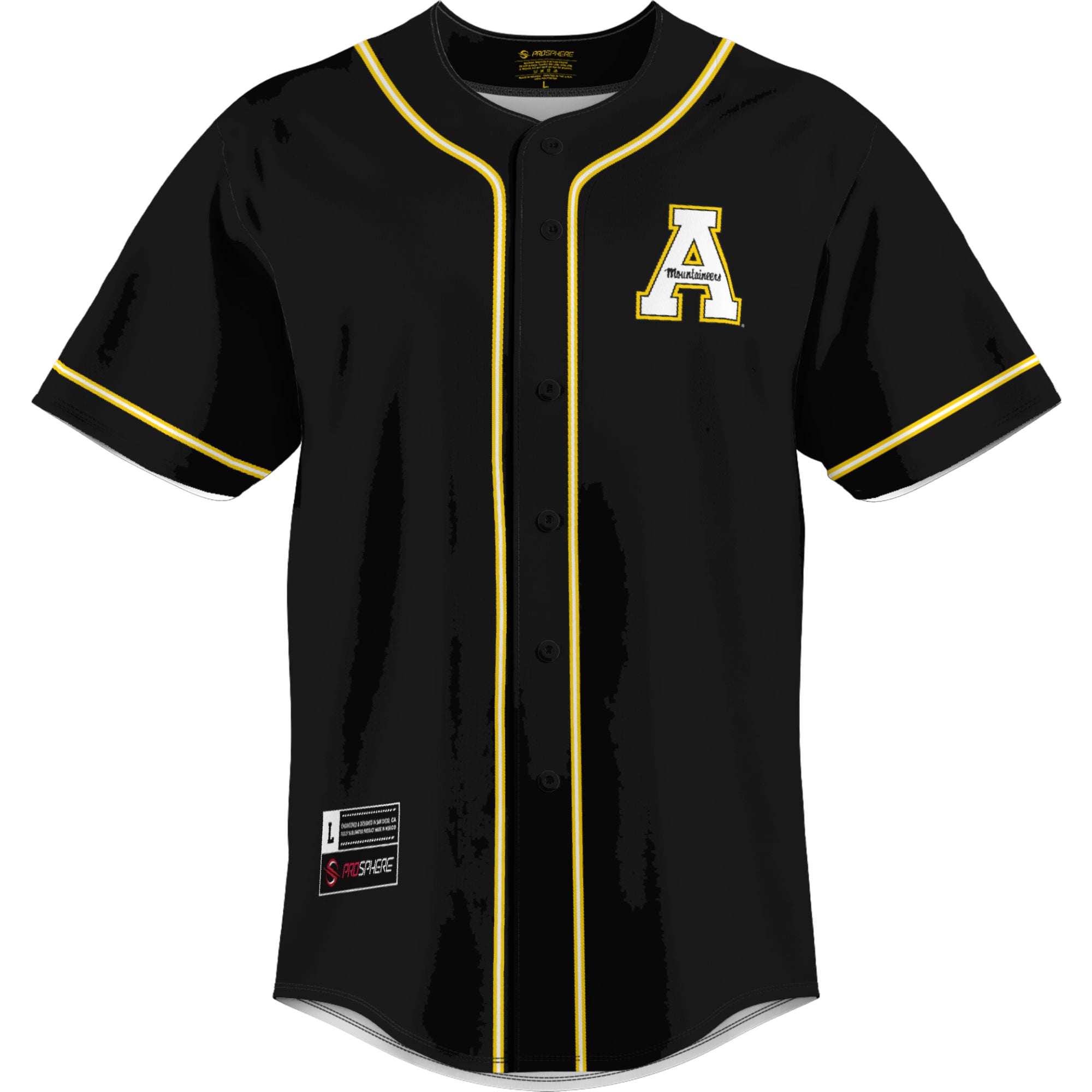 Appalachian State Mountaineers Lightweight Baseball Jersey Gold - front view