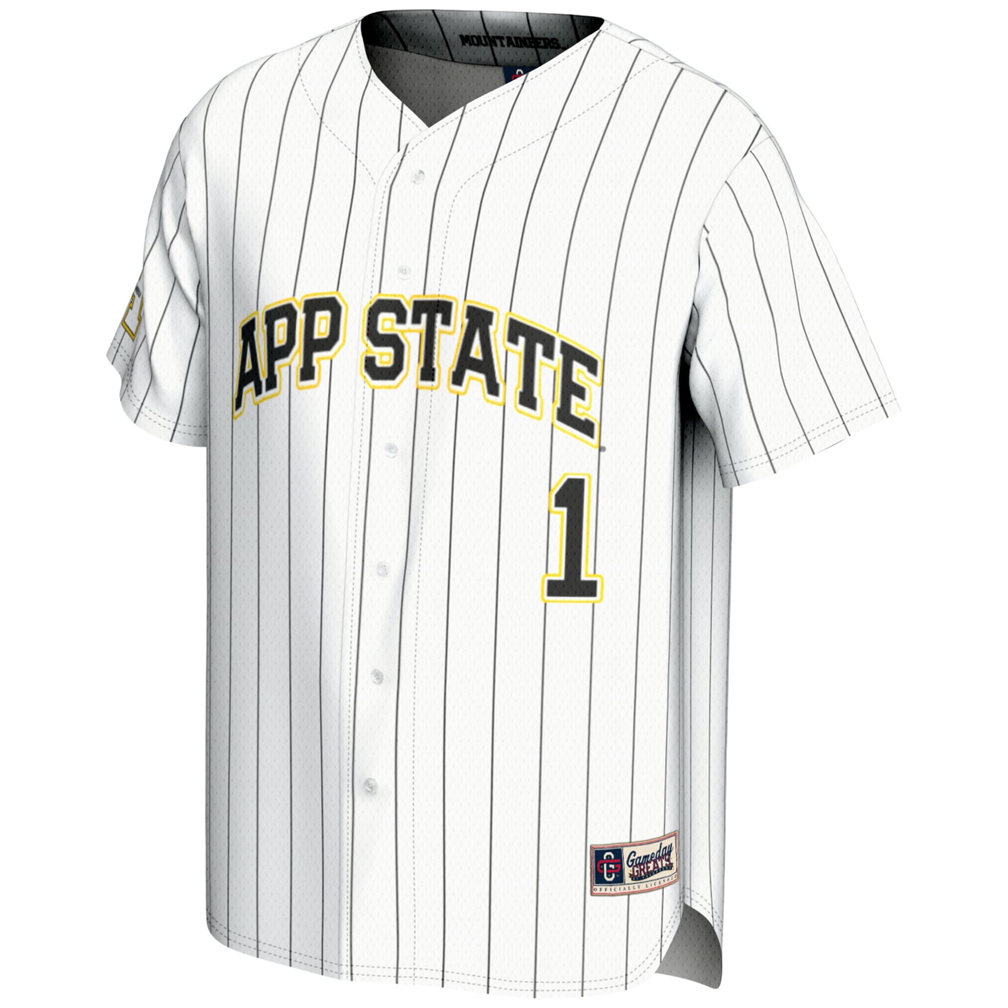 #1 Appalachian State Mountaineers Lightweight Baseball Jersey White - front view