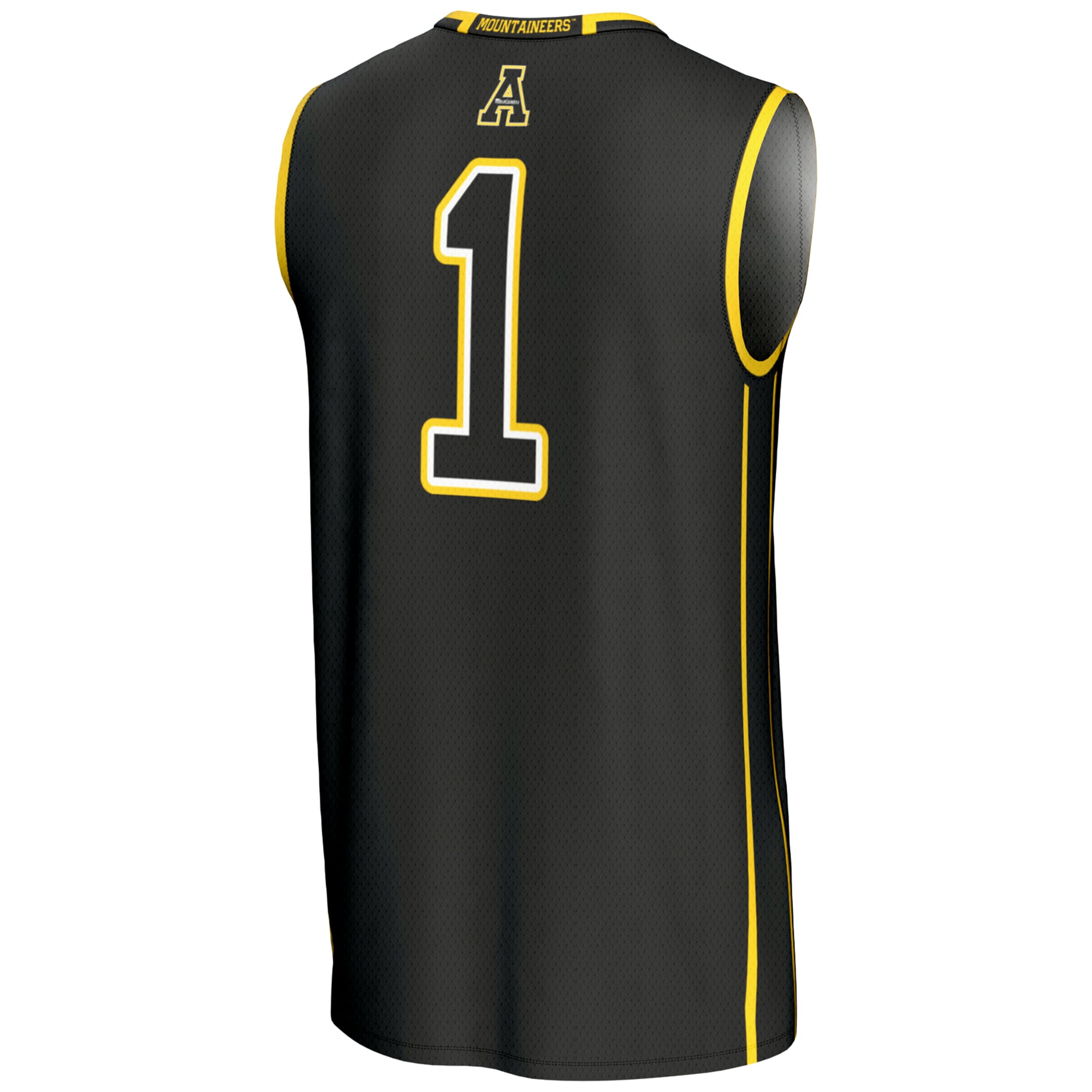 #1 Appalachian State Mountaineers Lightweight Basketball Jersey Black - back view