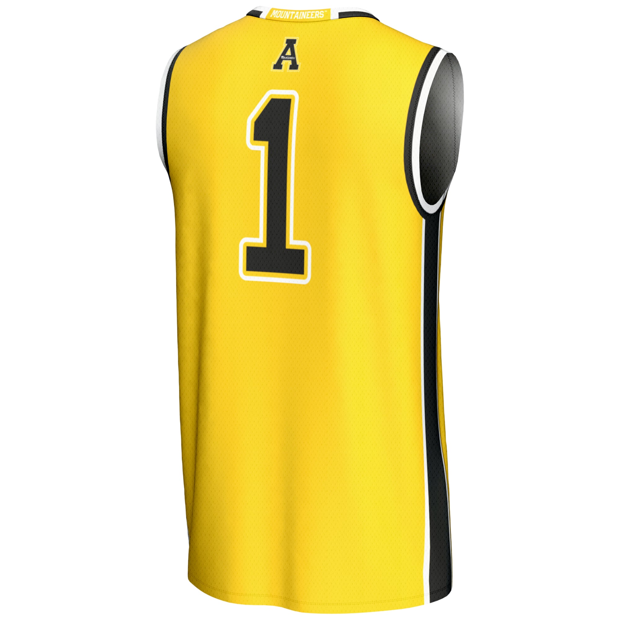 #1 Appalachian State Mountaineers Lightweight Basketball Jersey Gold - back view