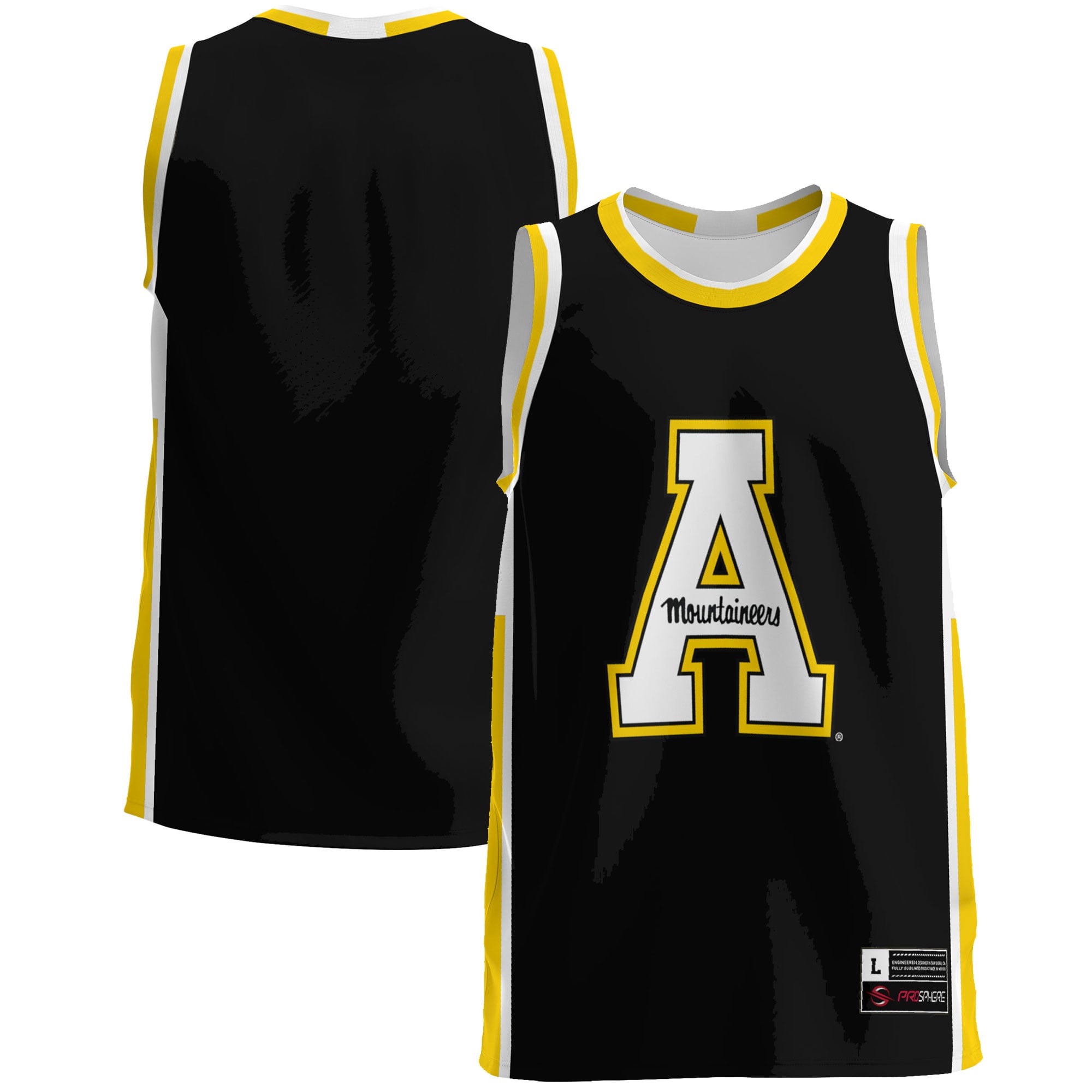 Appalachian State Mountaineers Lightweight Basketball Jersey Gold - front and back view