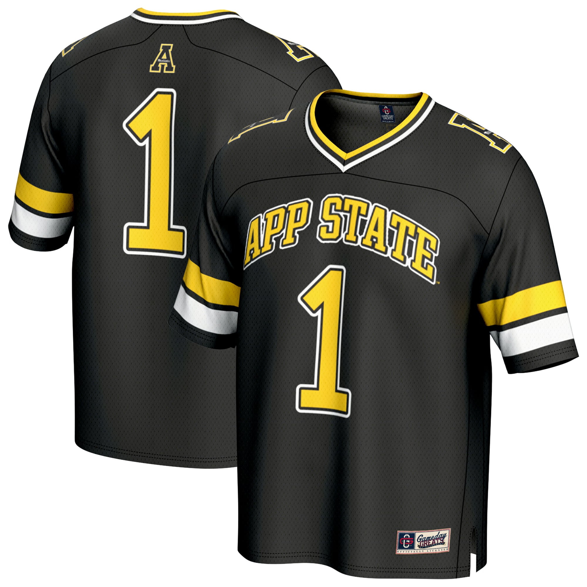 #1 Appalachian State Mountaineers Unisex Lightweight Collegiate Football - front and back view