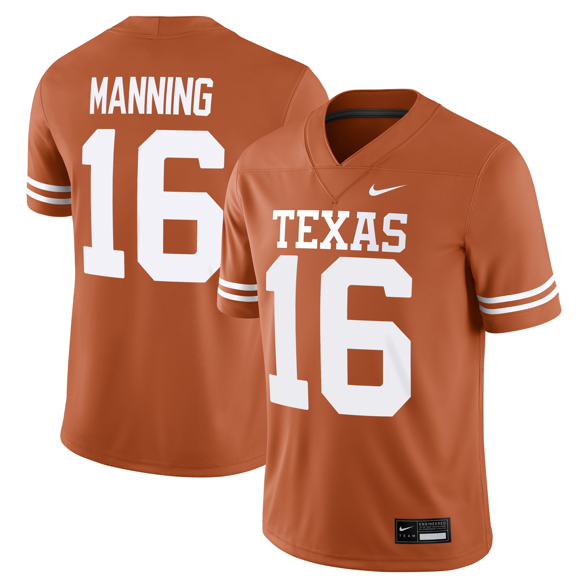 Arch Manning Texas Longhorns Player Jersey Texas Orange - front and back view