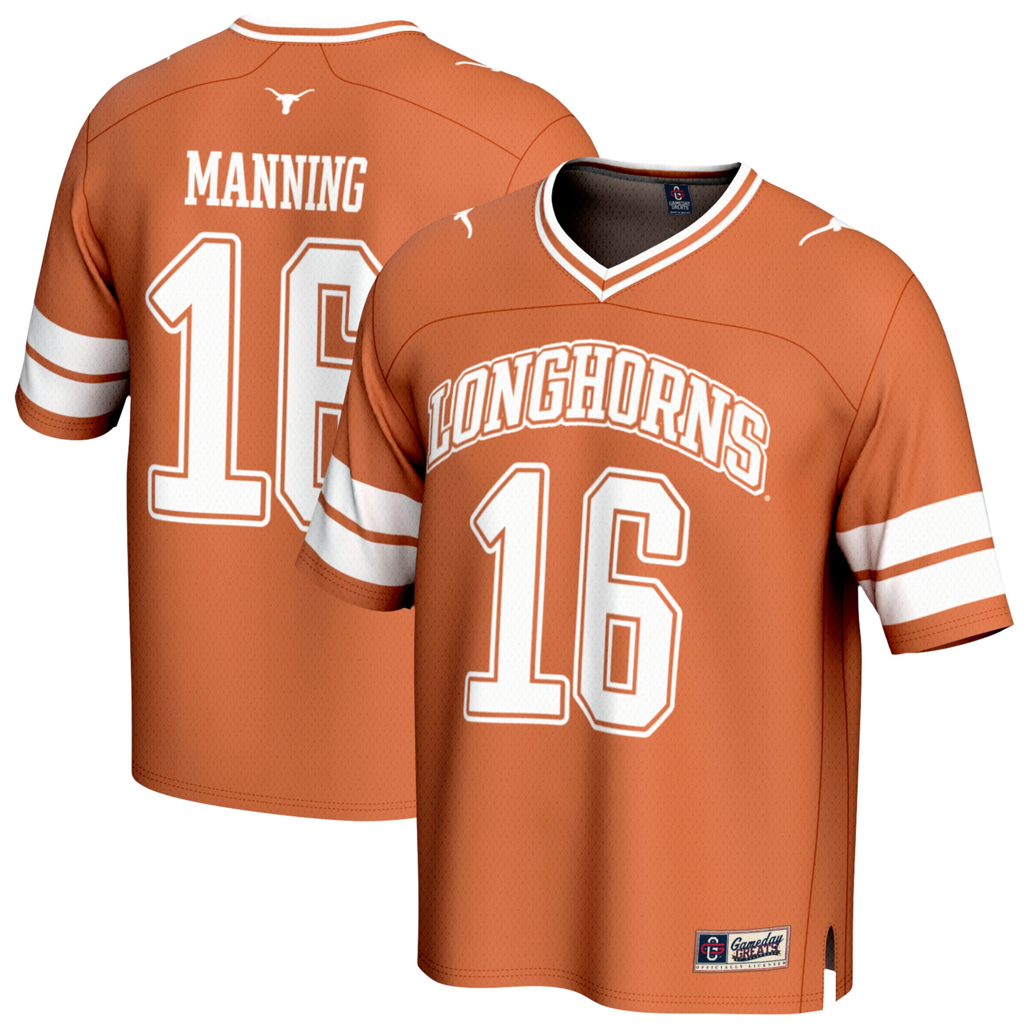 Arch Manning Texas Longhorns Youth Lightweight Football Player Jersey Texas - front and back view