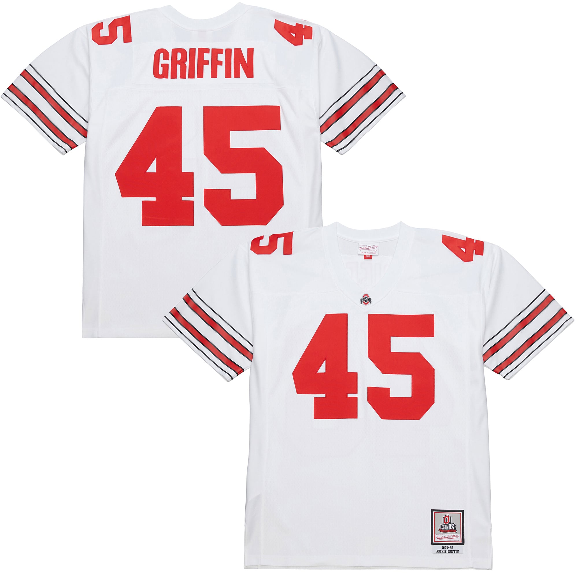 Archie Griffin Ohio State Buckeyes 1975 Jersey White - front and back view