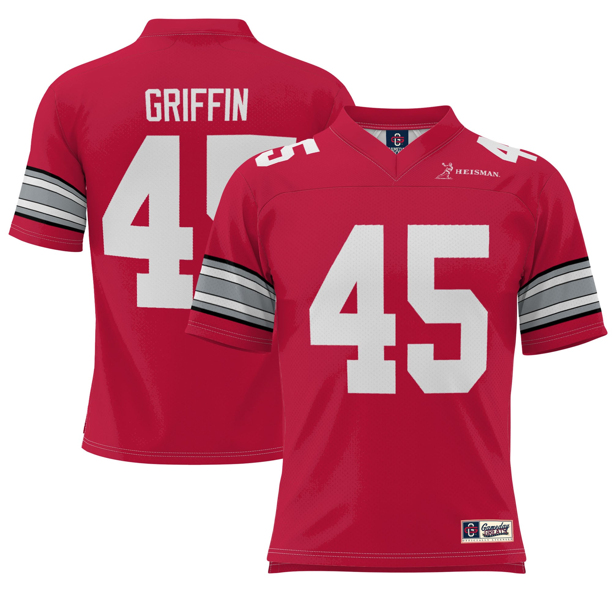 Archie Griffin Ohio State Buckeyes Heisman Football Jersey Scarlet - front and back view