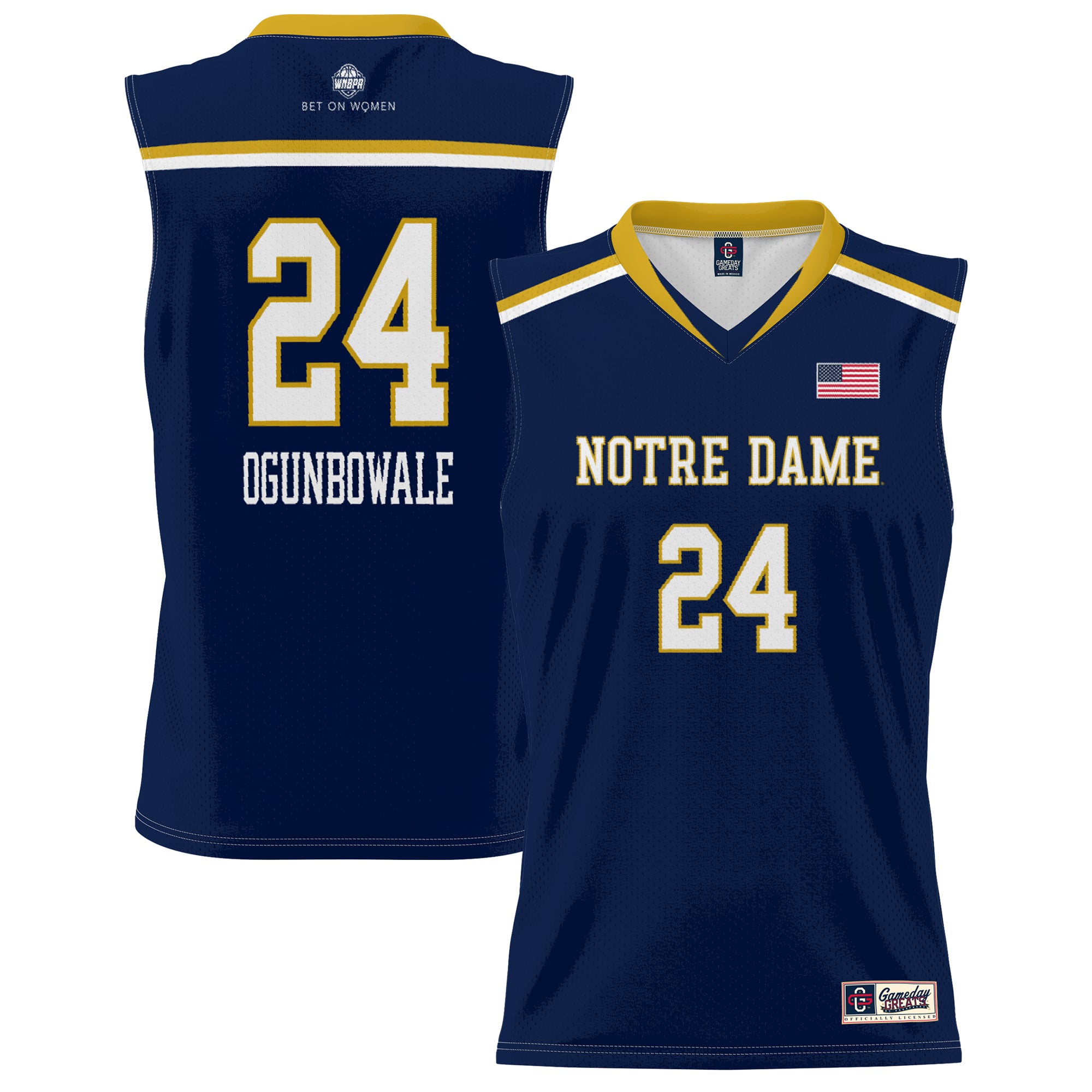 Arike Ogunbowale Notre Dame Fighting Irish Youth Lightweight Basketball - front and back view
