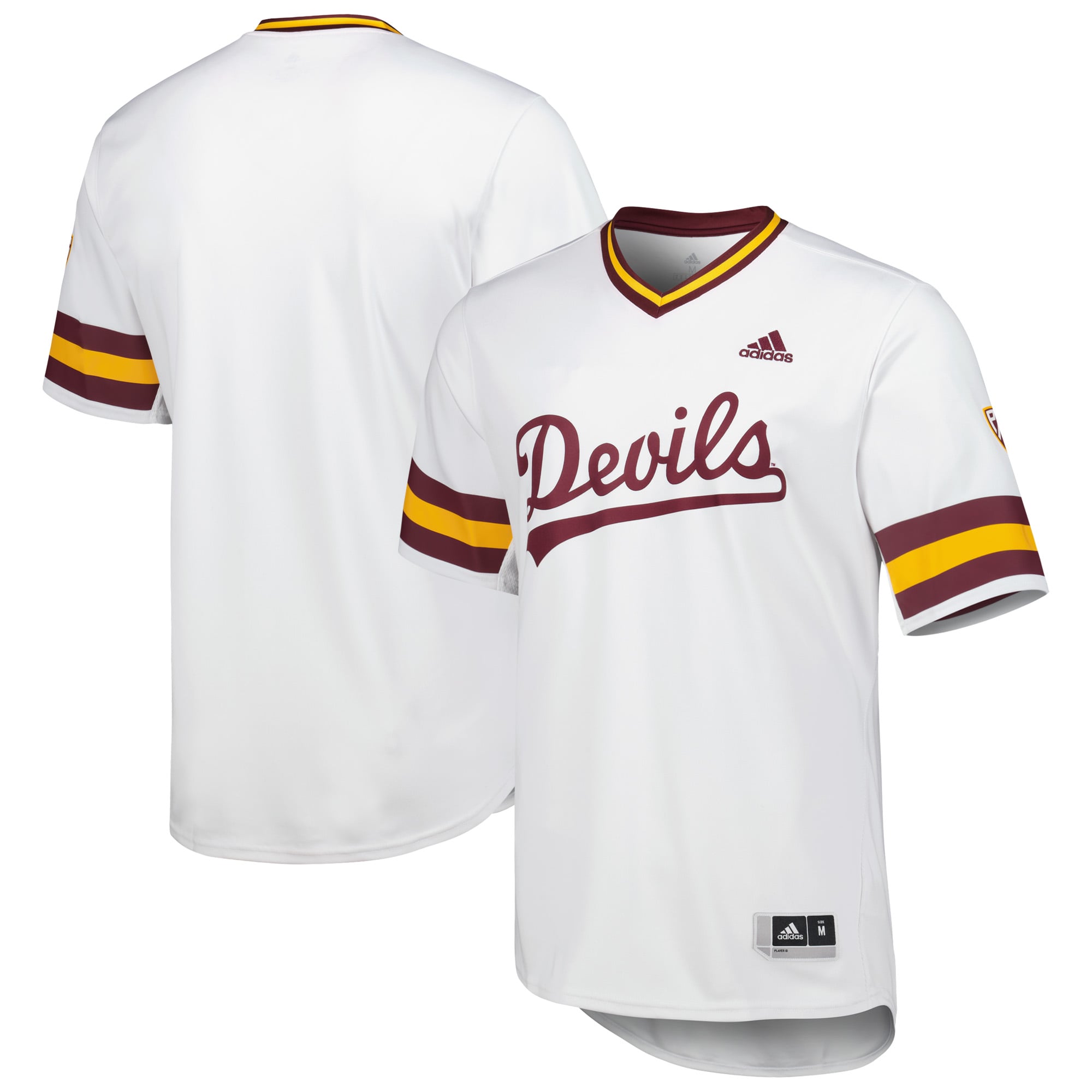 Arizona State Sun Devils Baseball Jersey White - front and back view