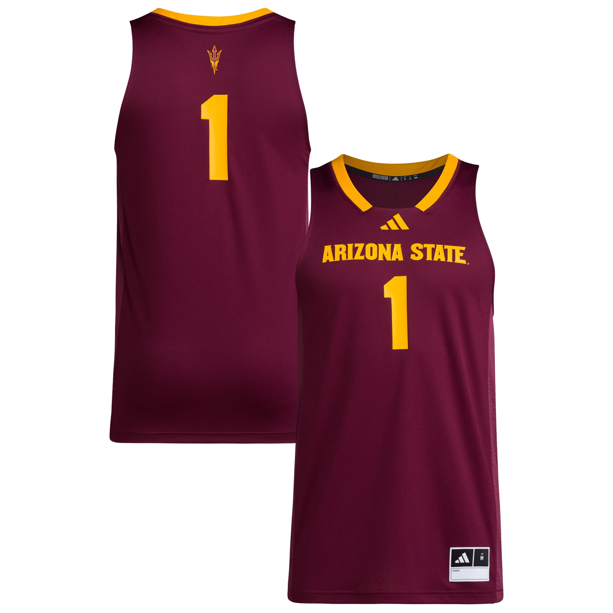 #1 Arizona State Sun Devils Jersey Maroon - front and back view