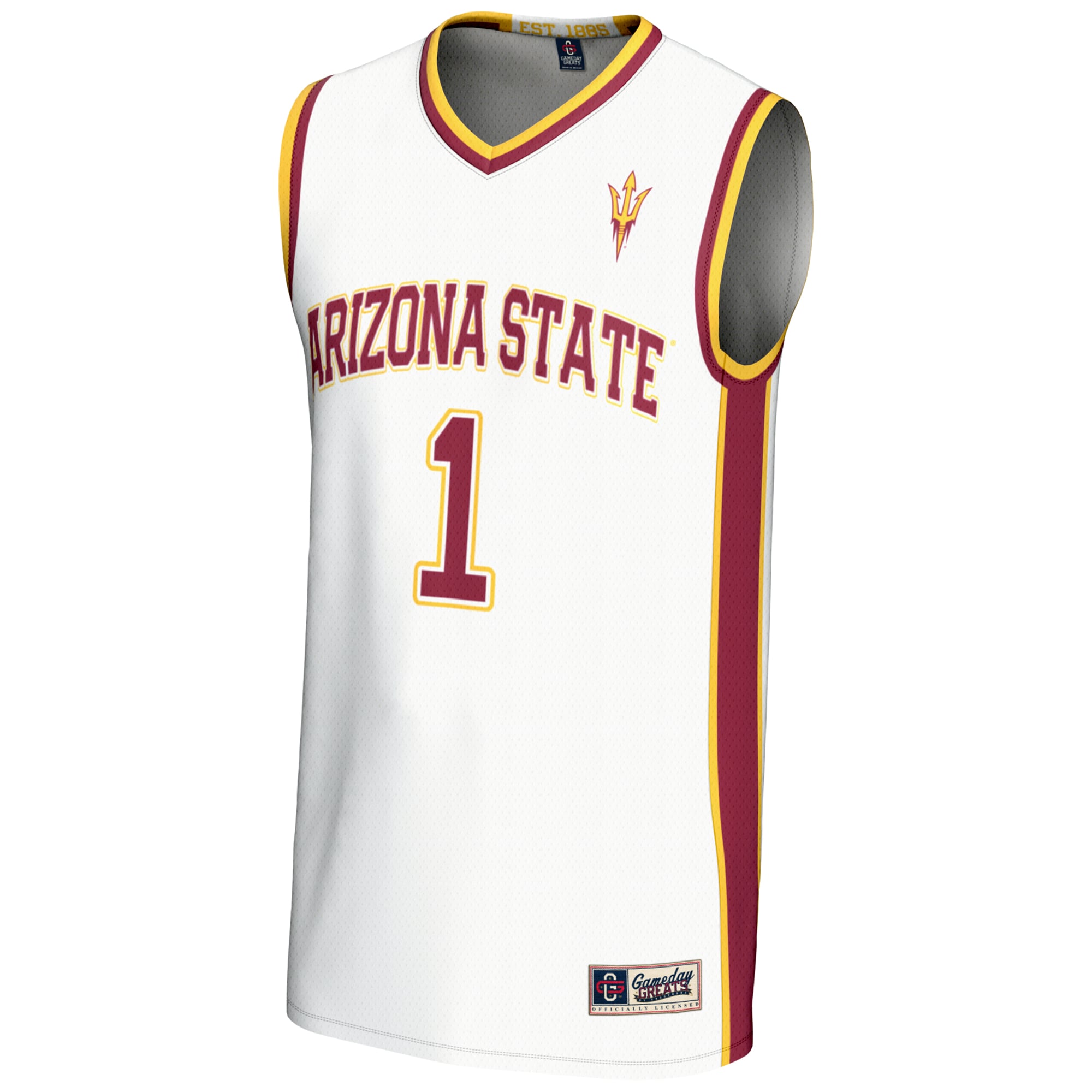 #1 Arizona State Sun Devils Lightweight Basketball Jersey White - front view