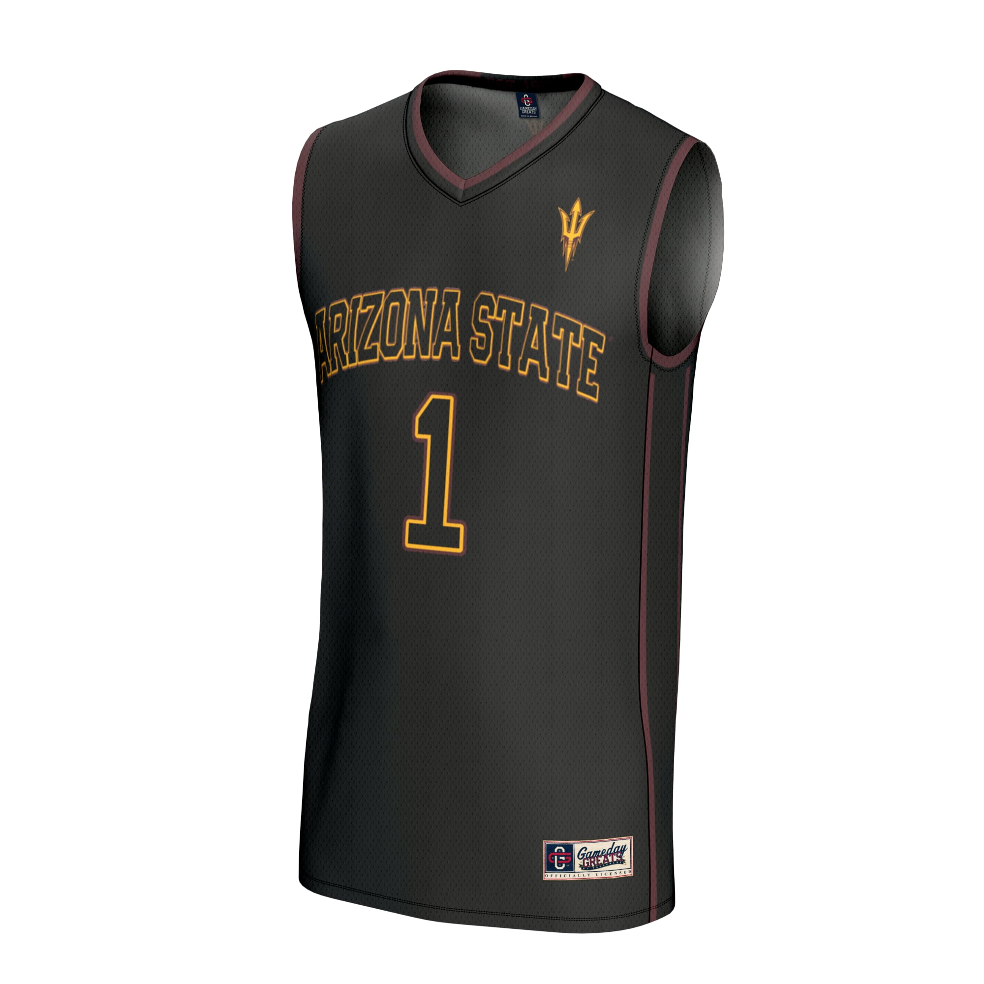 #1 Arizona State Sun Devils Unisex Lightweight Collegiate Basketball Fashion Jersey - front view