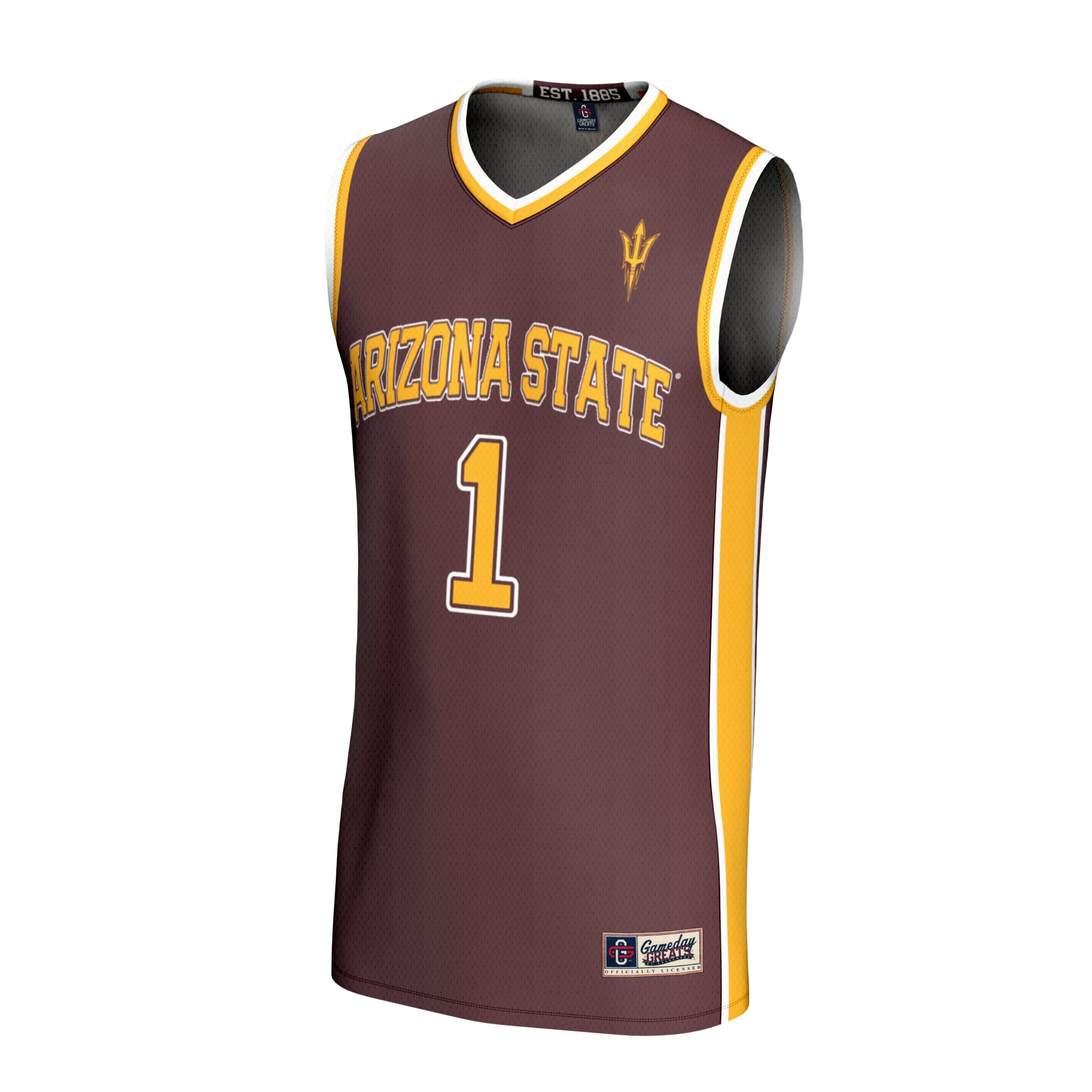 #1 Arizona State Sun Devils Unisex Lightweight Collegiate Basketball Fashion Jersey - front view