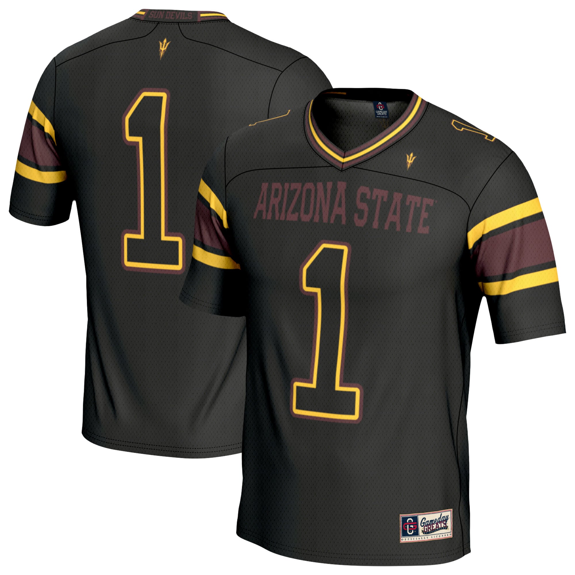 #1 Arizona State Sun Devils Unisex Lightweight Collegiate Football Fashion - front and back view