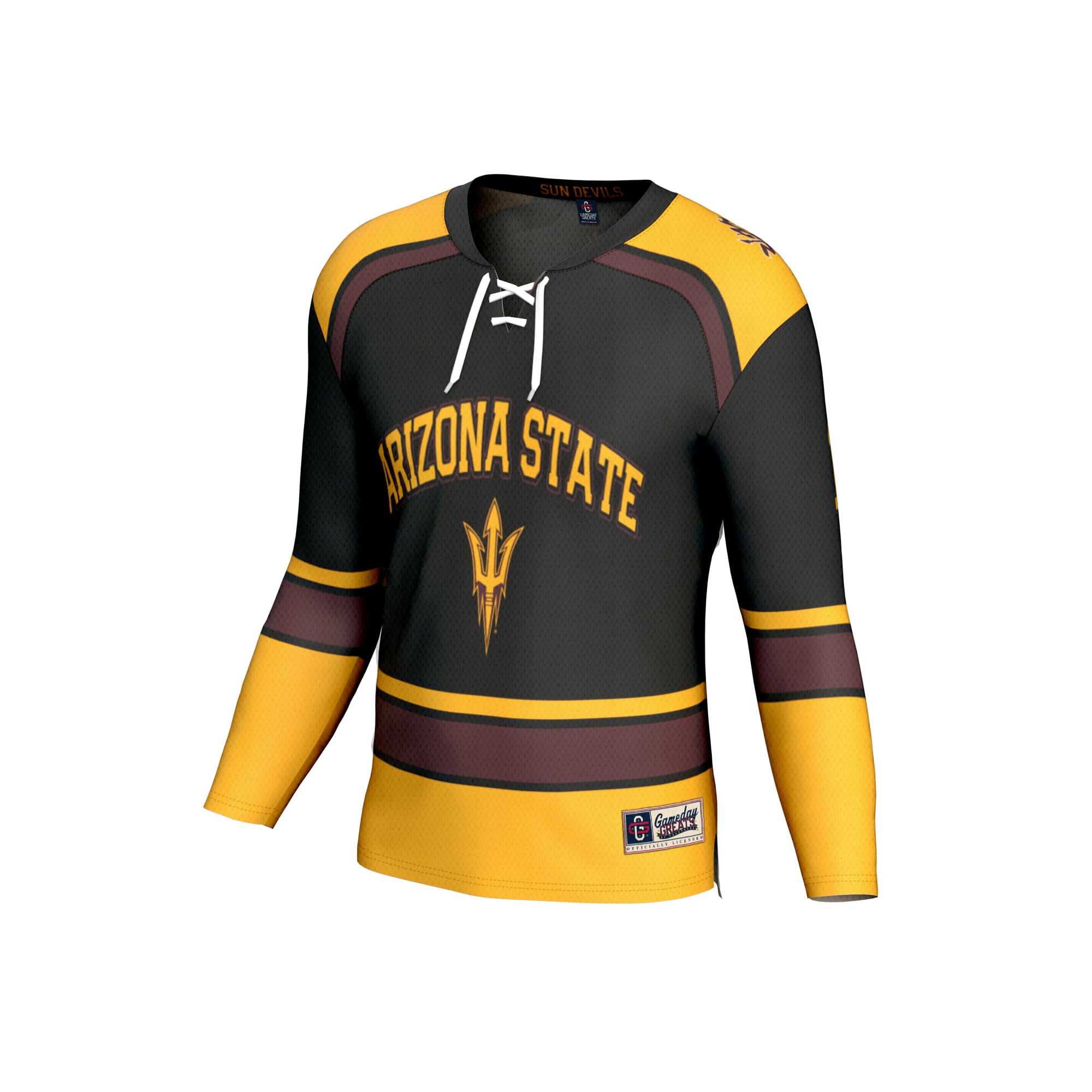 Arizona State Sun Devils Unisex Lightweight Hockey Fashion Jersey Black - front view
