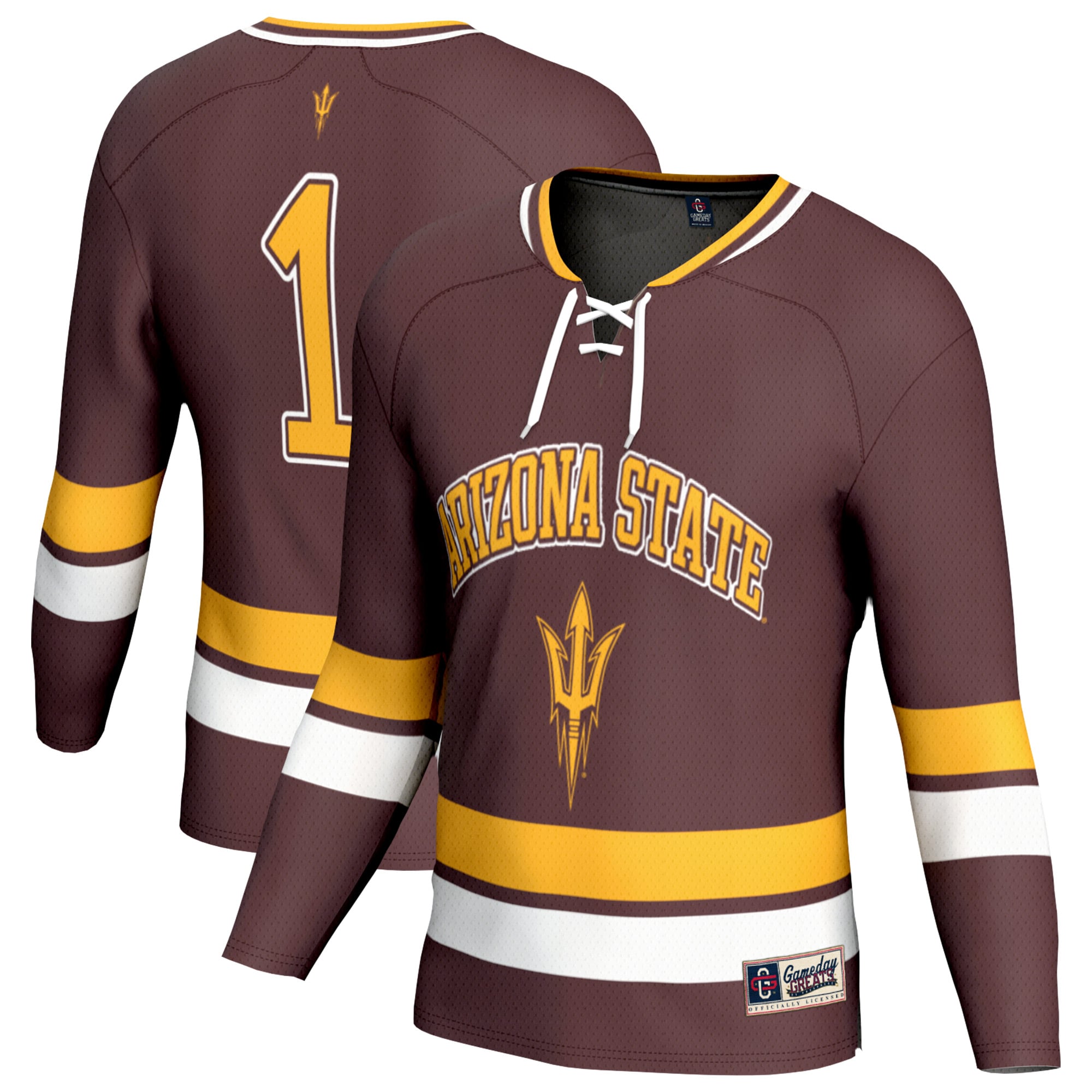 Arizona State Sun Devils Unisex Lightweight Hockey Fashion Jersey Maroon - front and back view