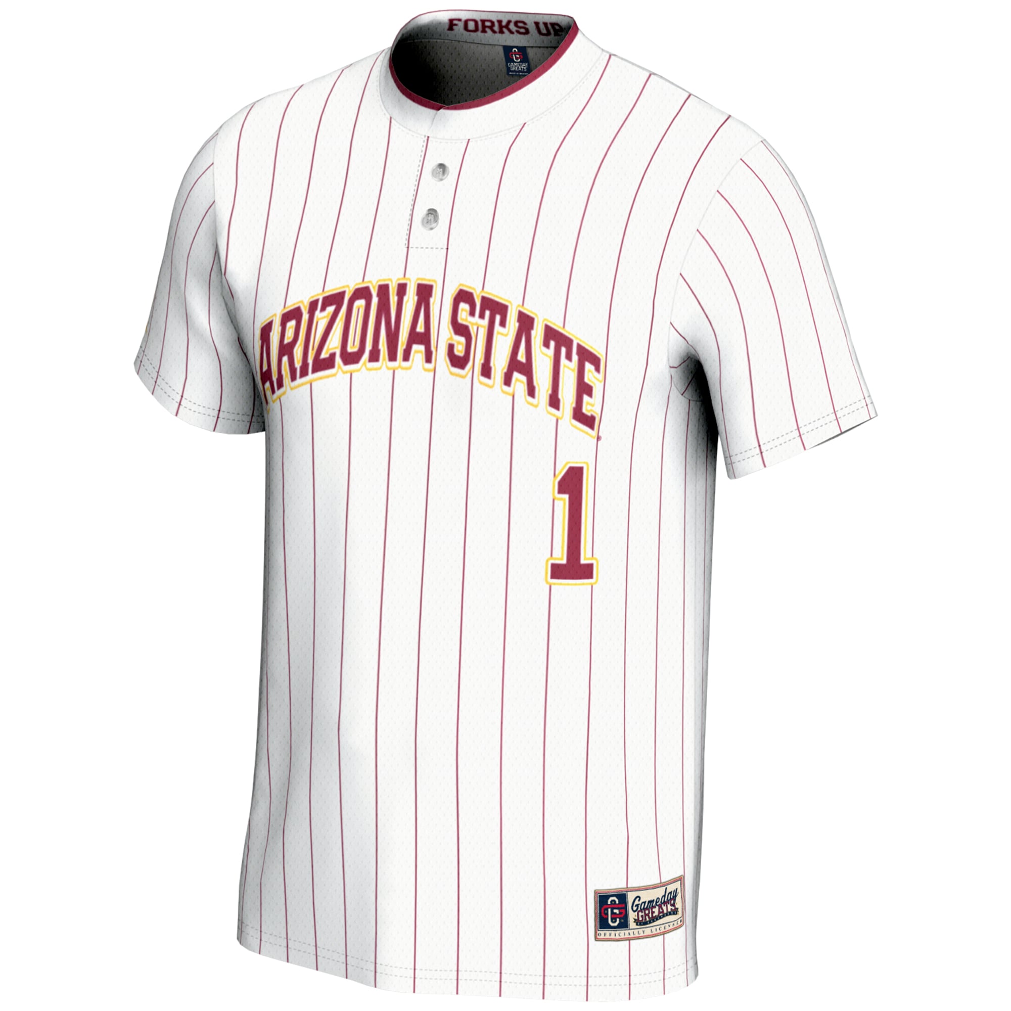 #1 Arizona State Sun Devils Youth Lightweight Softball Jersey White - front view
