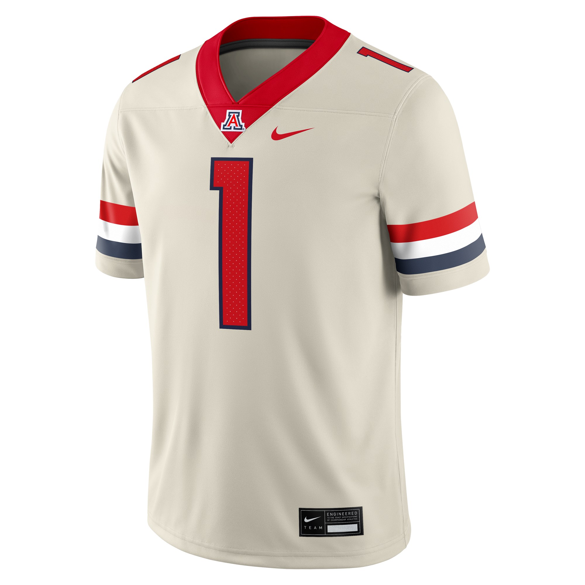 #1 Arizona Wildcats Alternate Football Jersey Cream - front view