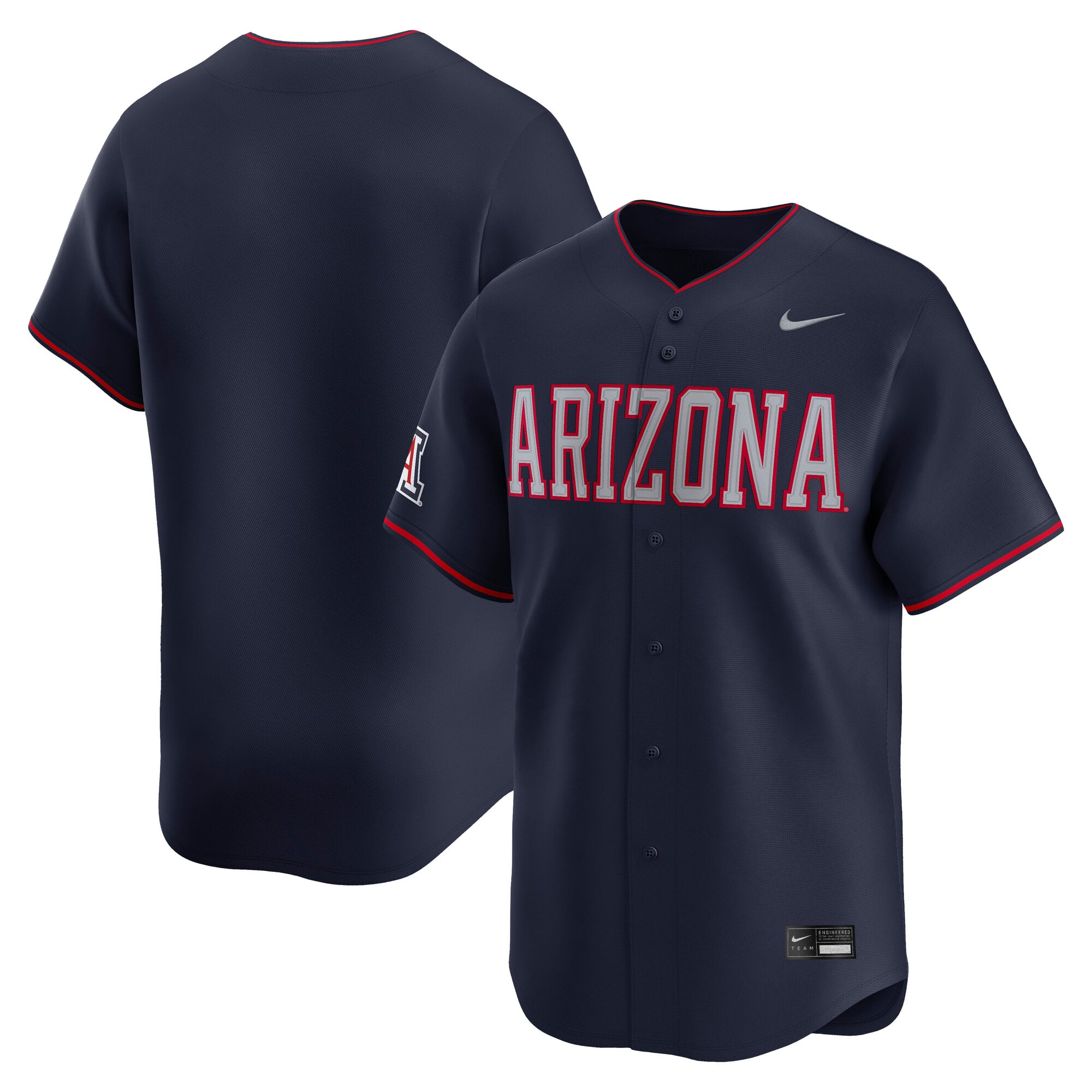 Arizona Wildcats Baseball Jersey Navy - front and back view