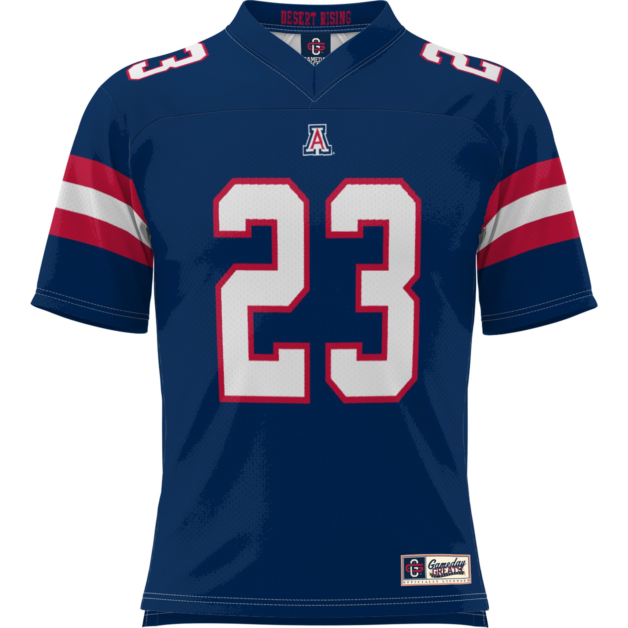 #23 Arizona Wildcats Desert Rising Football Jersey Navy - back view