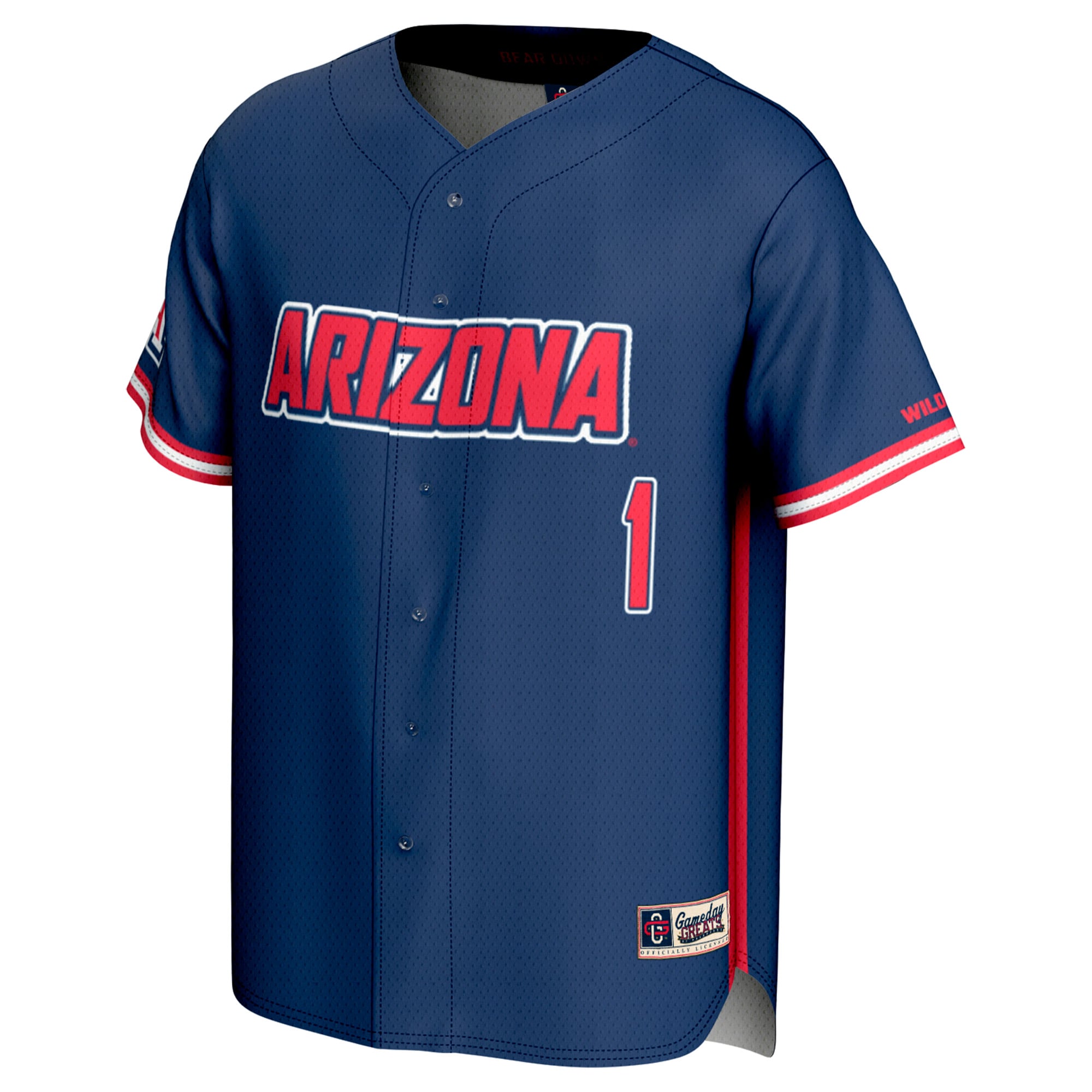 #1 Arizona Wildcats Lightweight Baseball Fashion Jersey Navy - front view