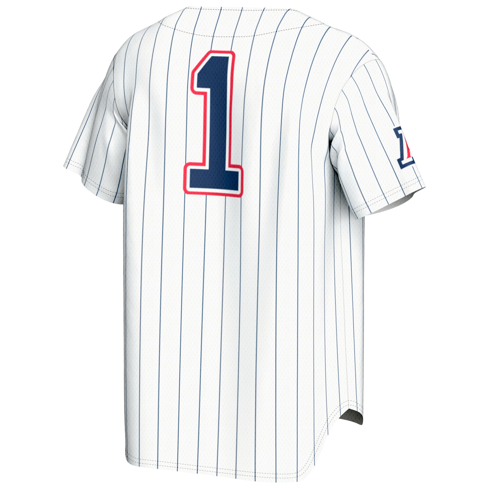 #1 Arizona Wildcats Lightweight Baseball Fashion Jersey White - back view