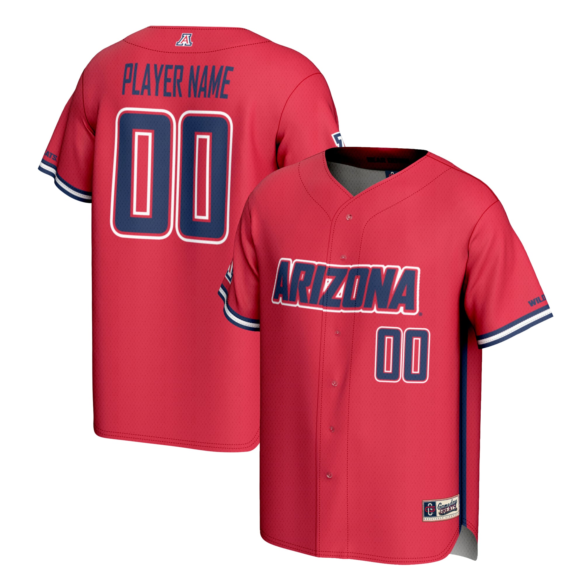 Arizona Wildcats Lightweight Baseball Jersey Red - front and back view