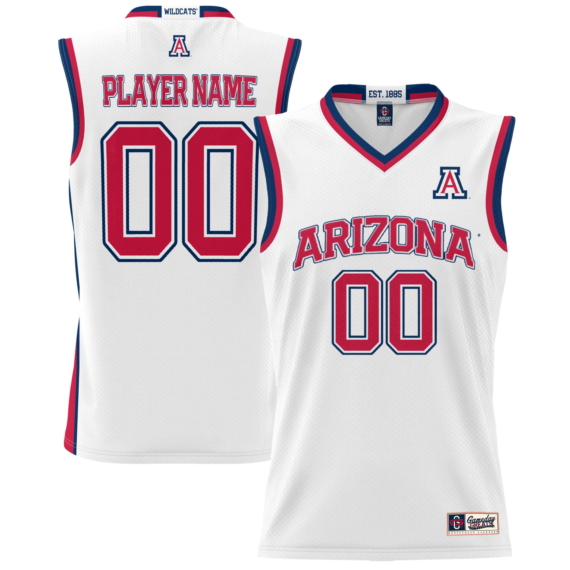Arizona Wildcats Youth Lightweight Men's Basketball Jersey White - front and back view