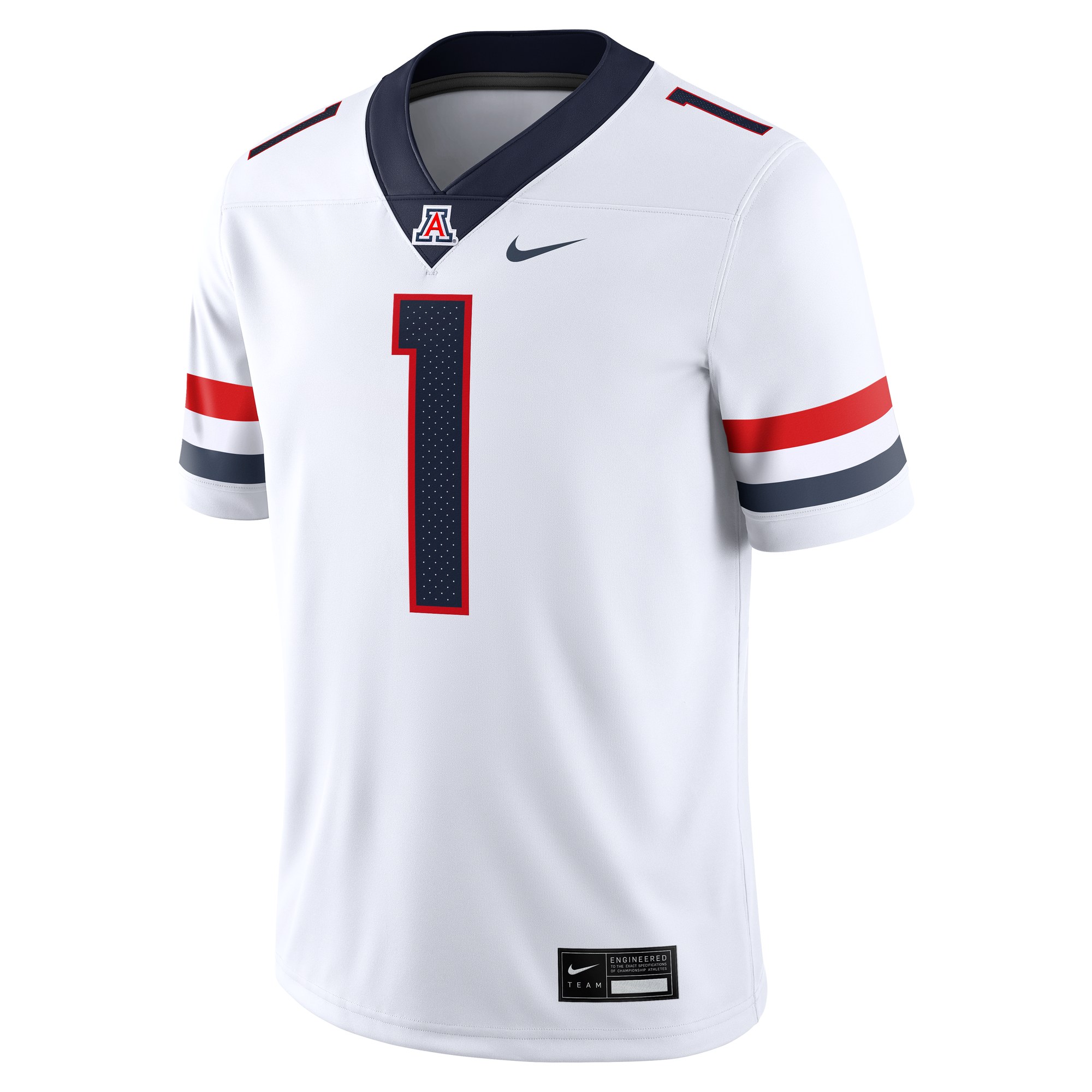 #1 Arizona Wildcats Road Football Jersey White - front view
