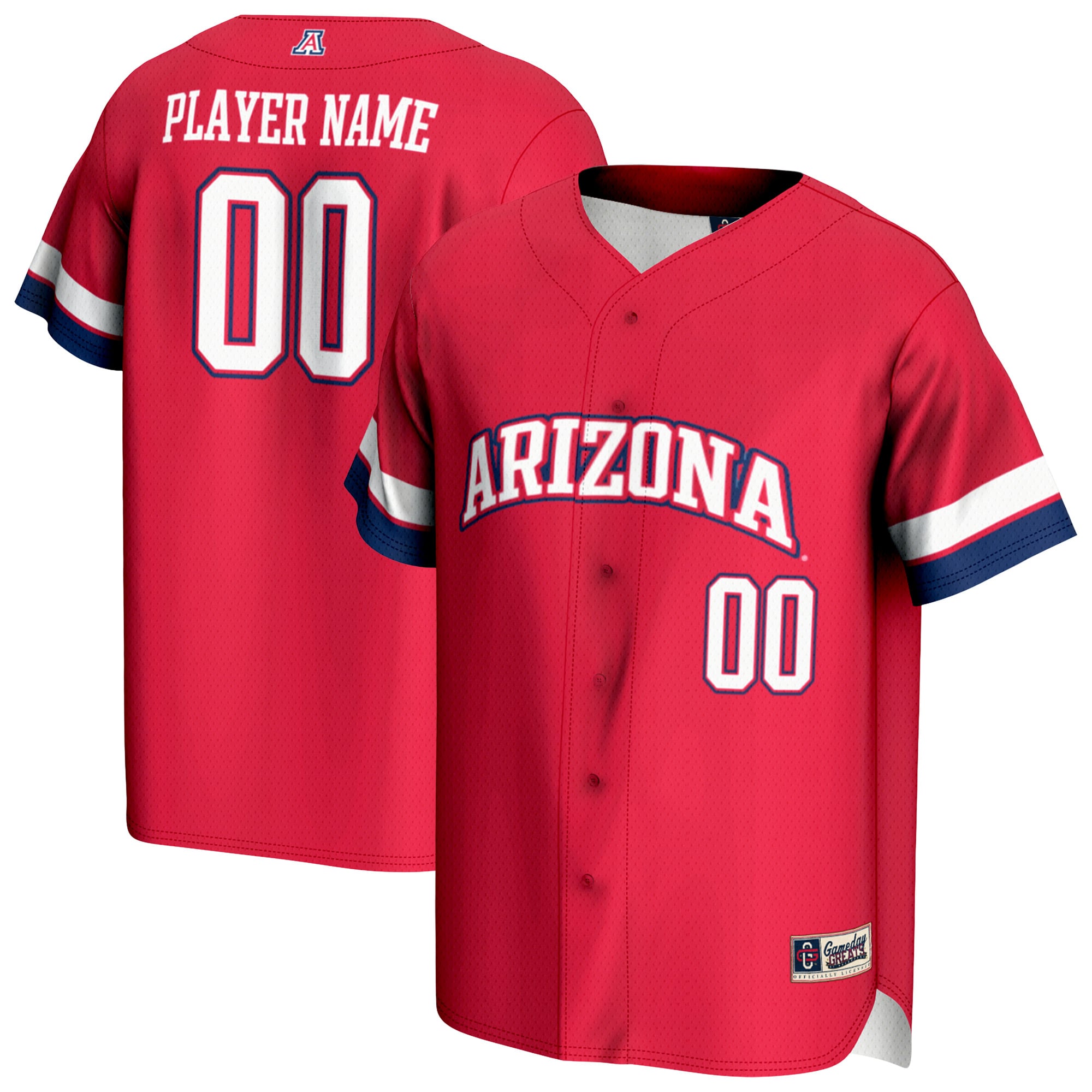 Arizona Wildcats Unisex Lightweight Baseball Jersey Red - front and back view