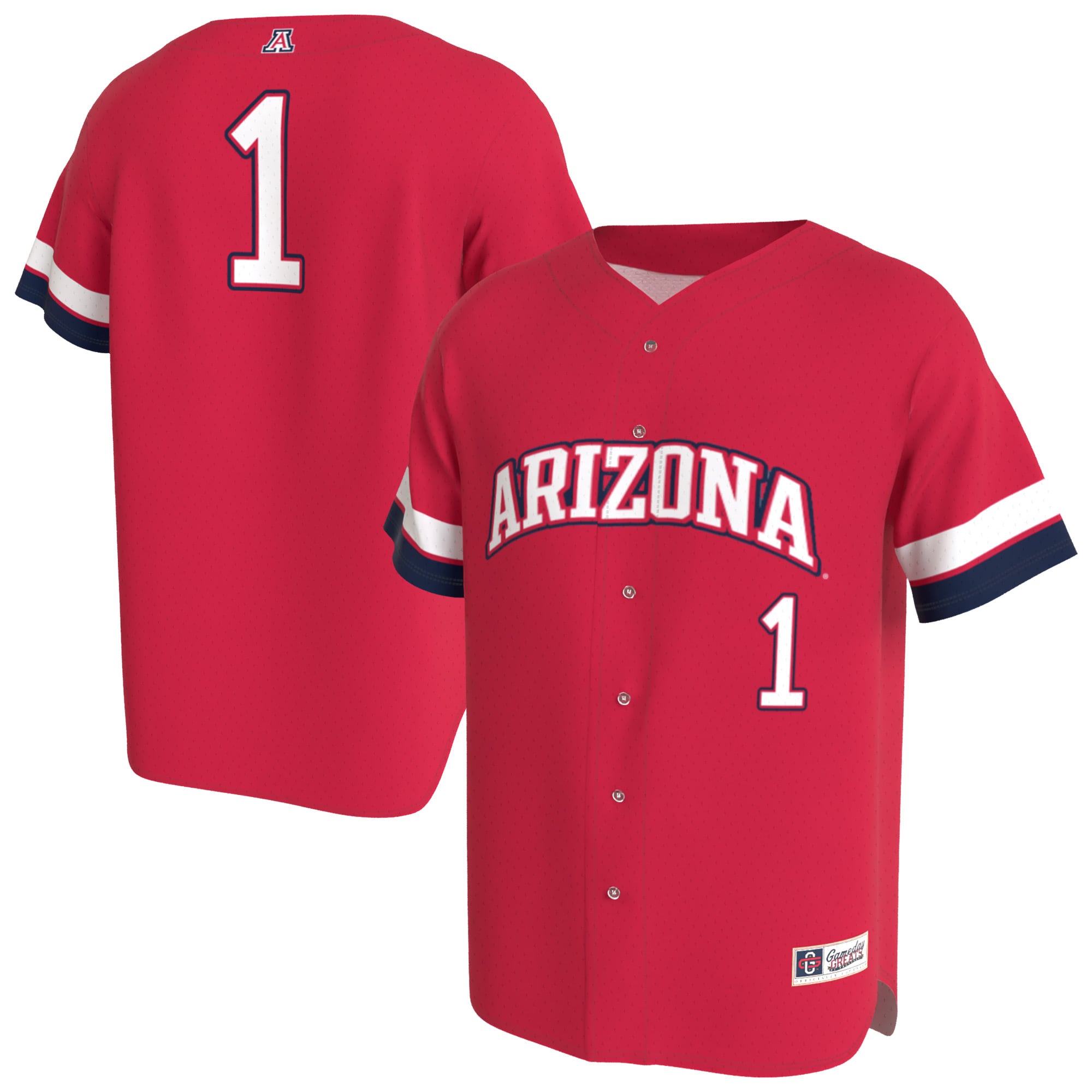 Arizona Wildcats Youth Lightweight Collegiate Baseball Fashion Jersey Red - front and back view