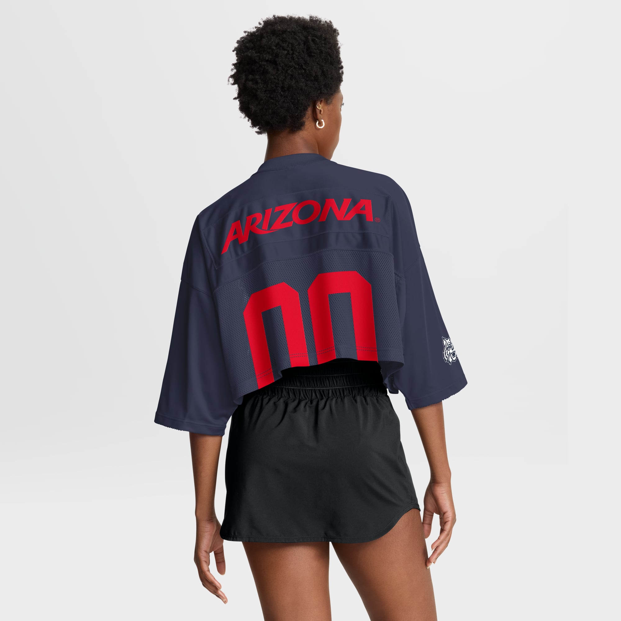 Arizona Wildcats Women's Cropped Mesh Fashion Jersey Navy - model back view