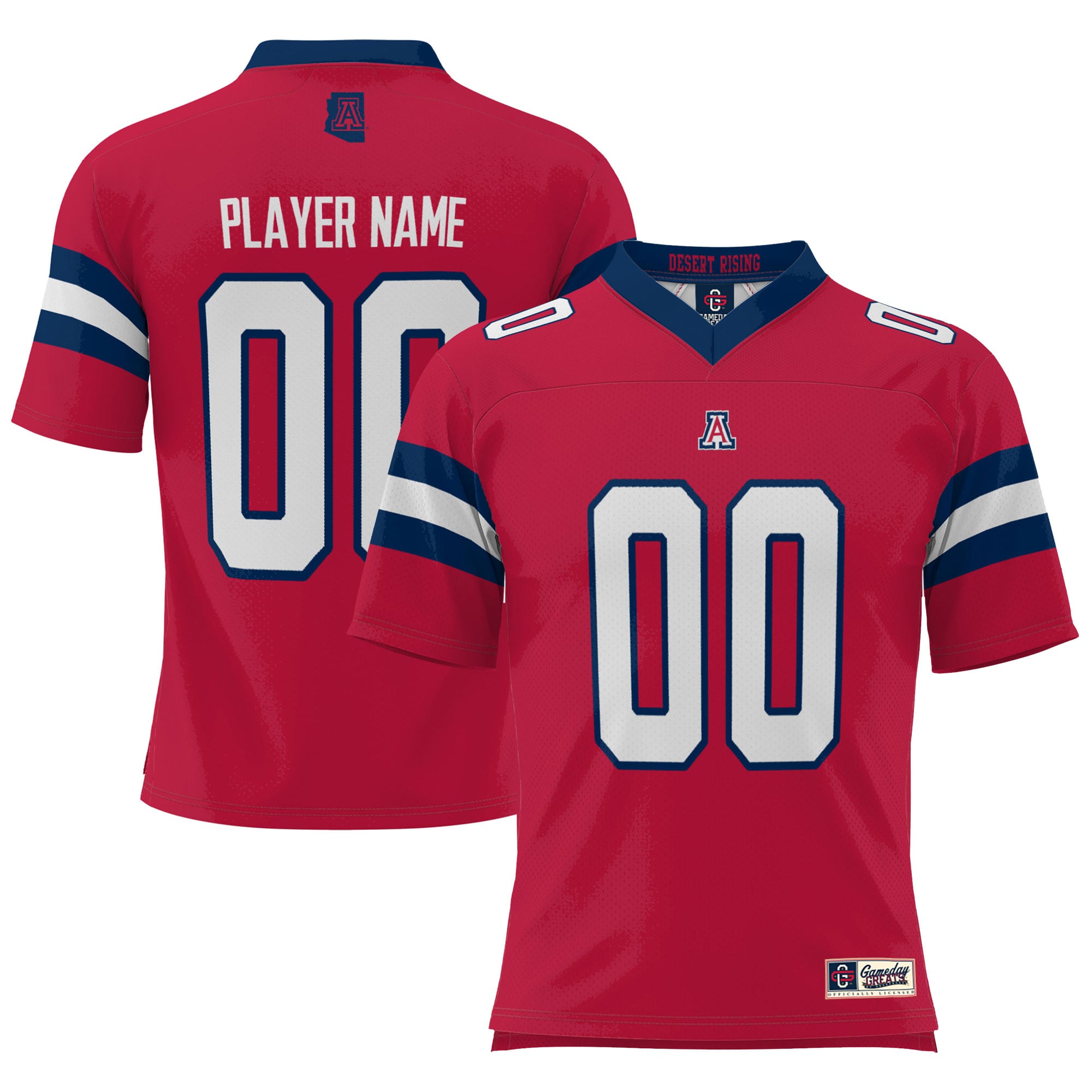 Arizona Wildcats Youth Football Jersey Red - front and back view