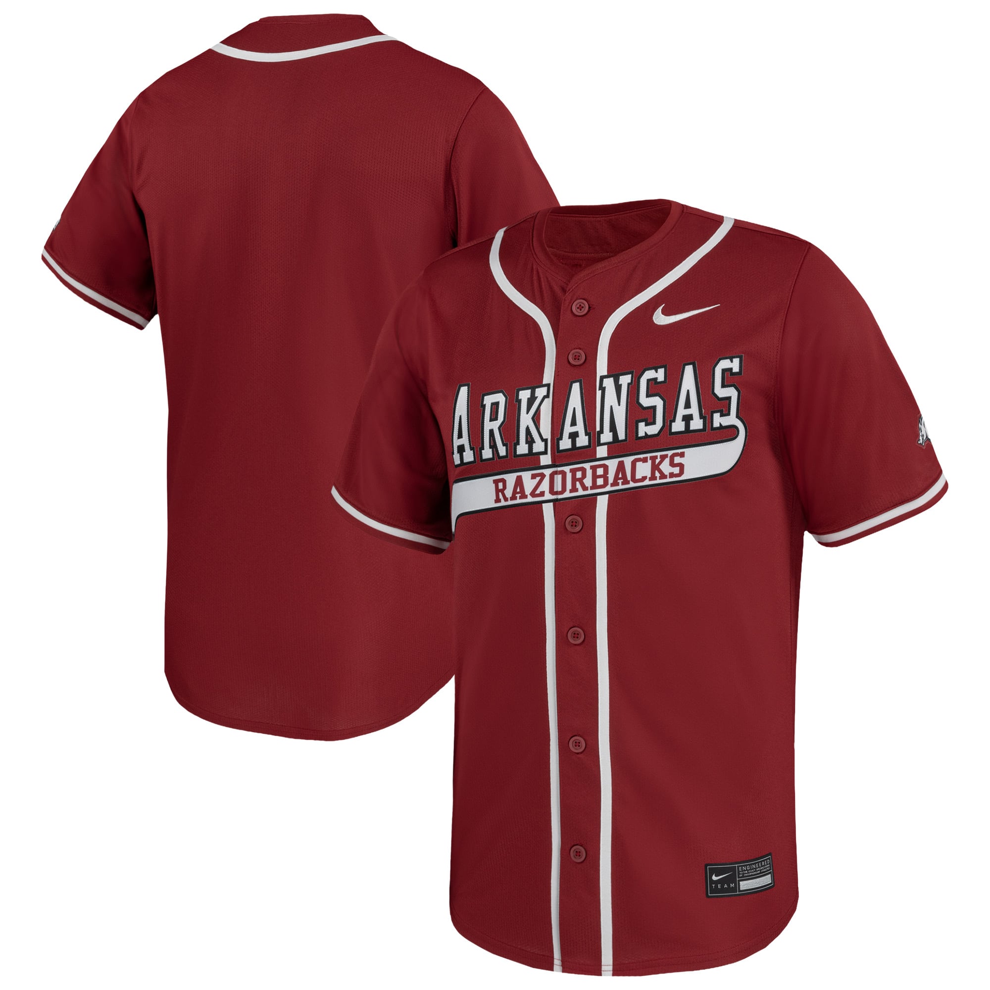 Arkansas Razorbacks Baseball Jersey Cardinal - front and back view