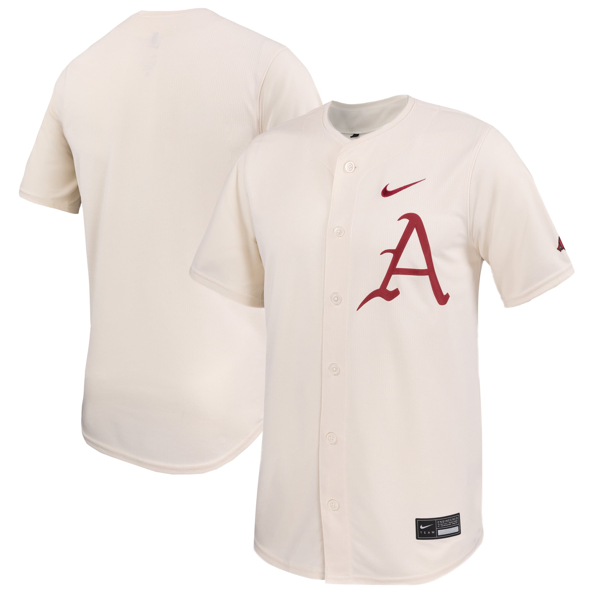 Arkansas Razorbacks Baseball Jersey Natural - front and back view