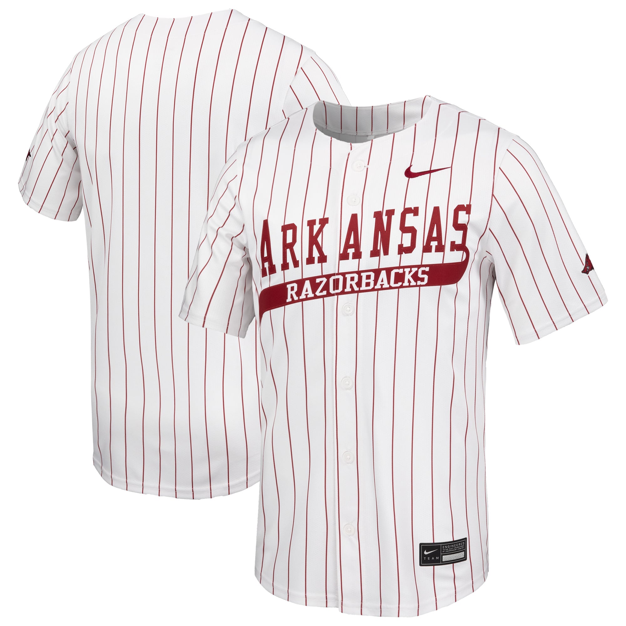 Arkansas Razorbacks Baseball Jersey White - front and back view