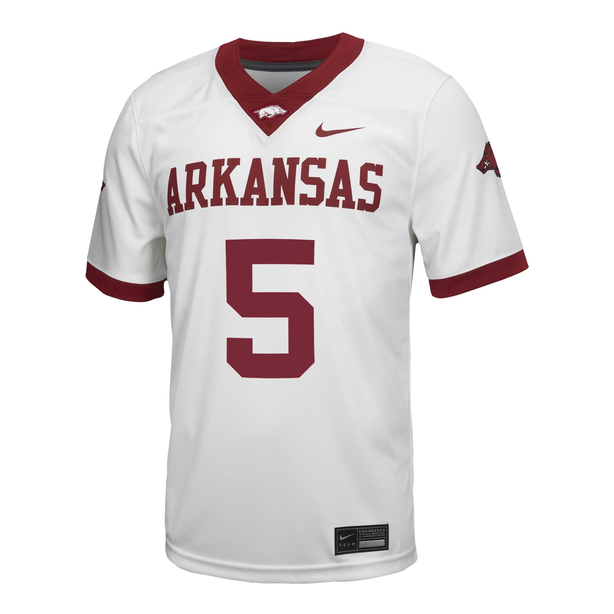 #5 Arkansas Razorbacks Football Jersey - White - front view