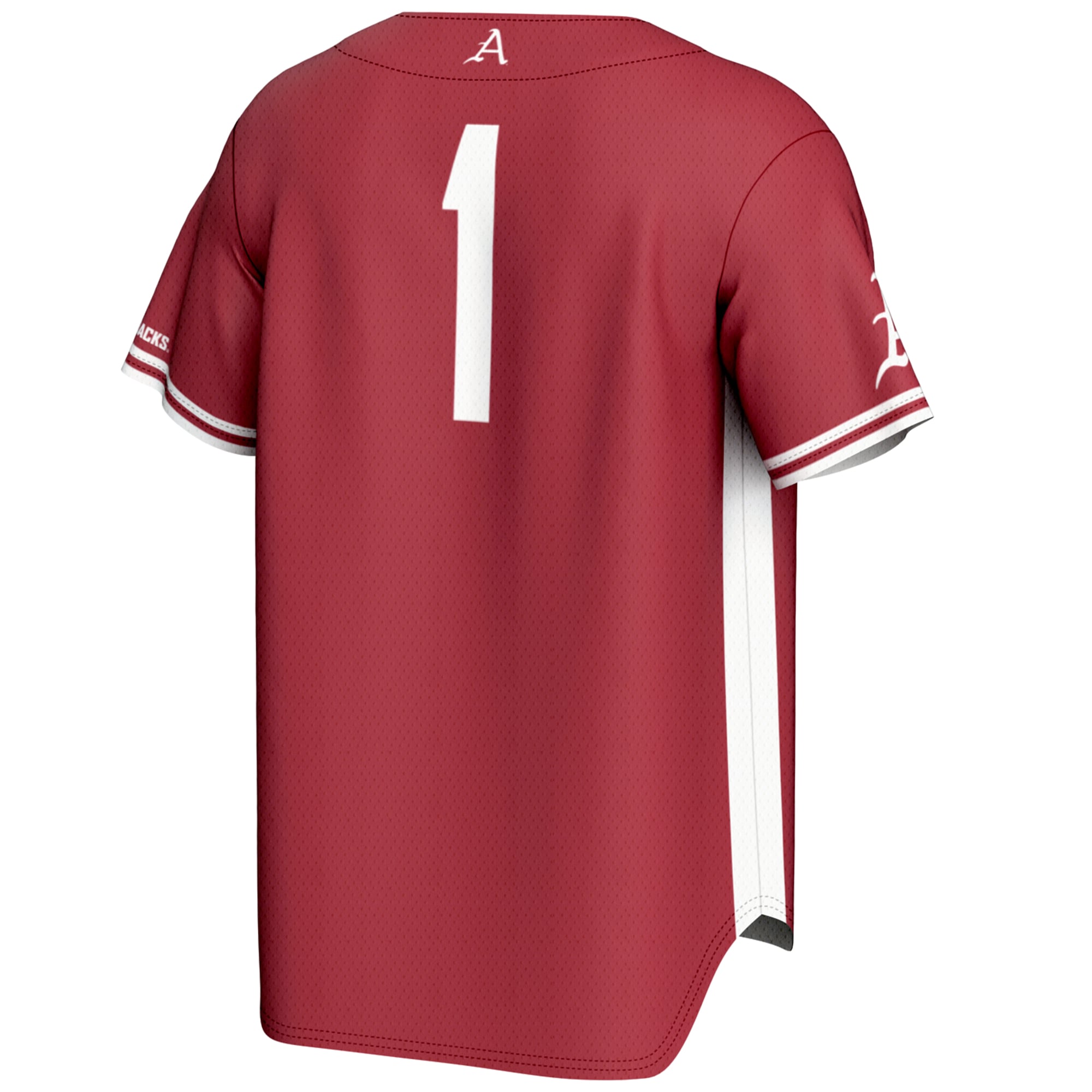 #1 Arkansas Razorbacks Lightweight Baseball Jersey Cardinal - back view