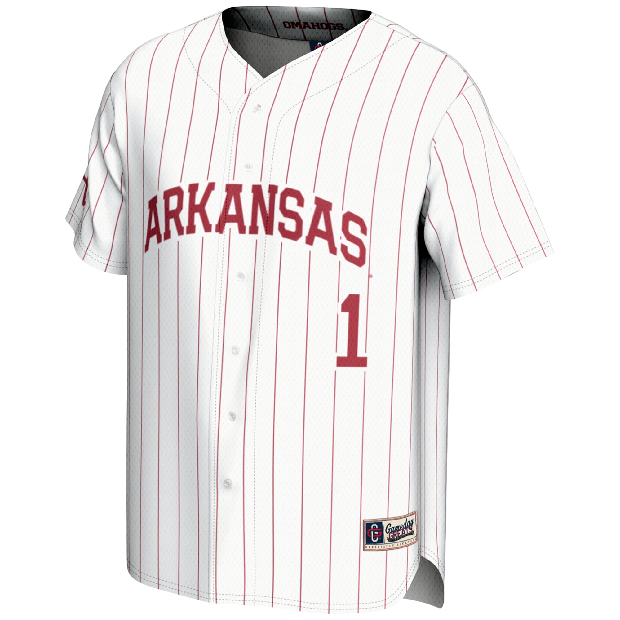 #1 Arkansas Razorbacks Lightweight Baseball Jersey White - front view