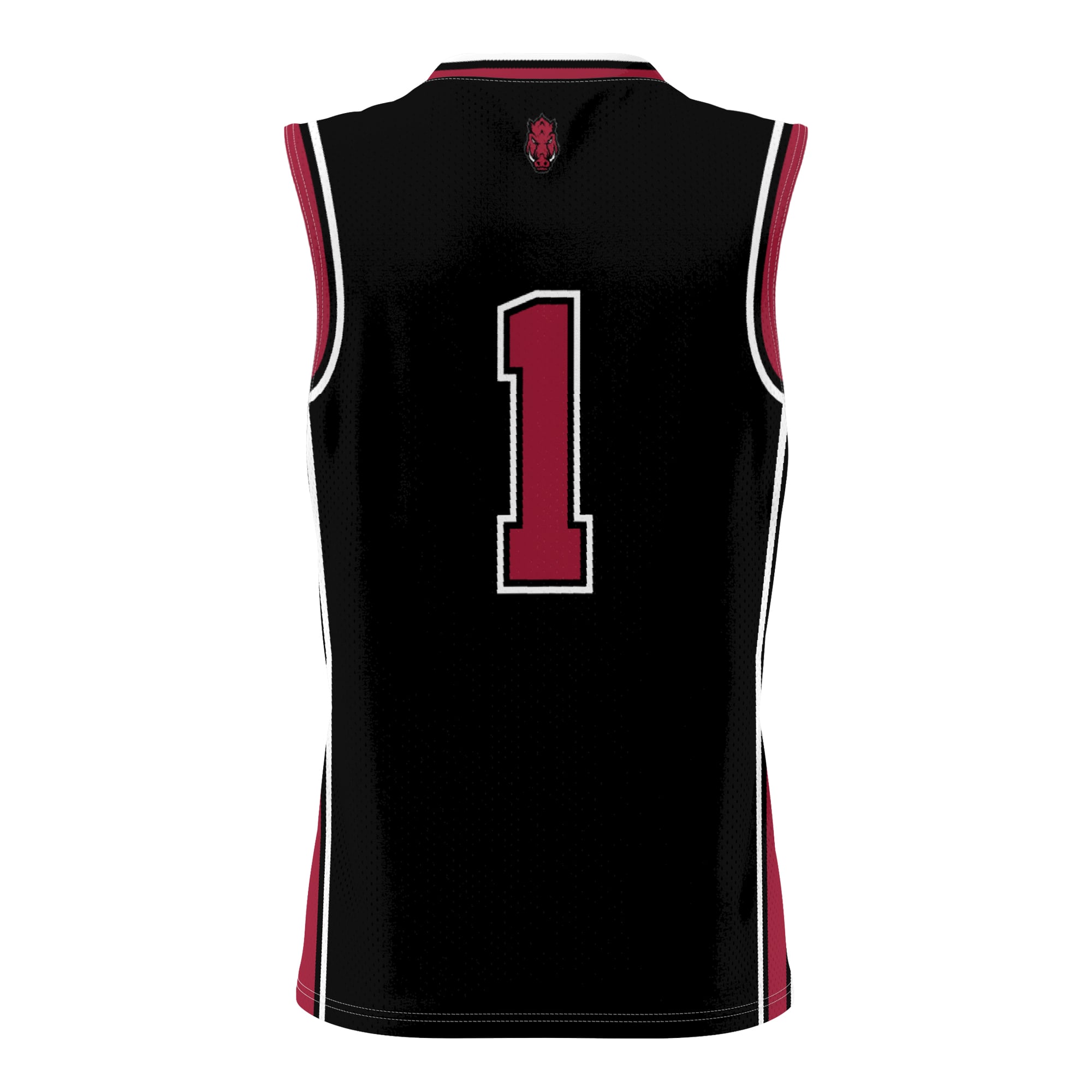 #1 Arkansas Razorbacks Lightweight Basketball Jersey Black - back view
