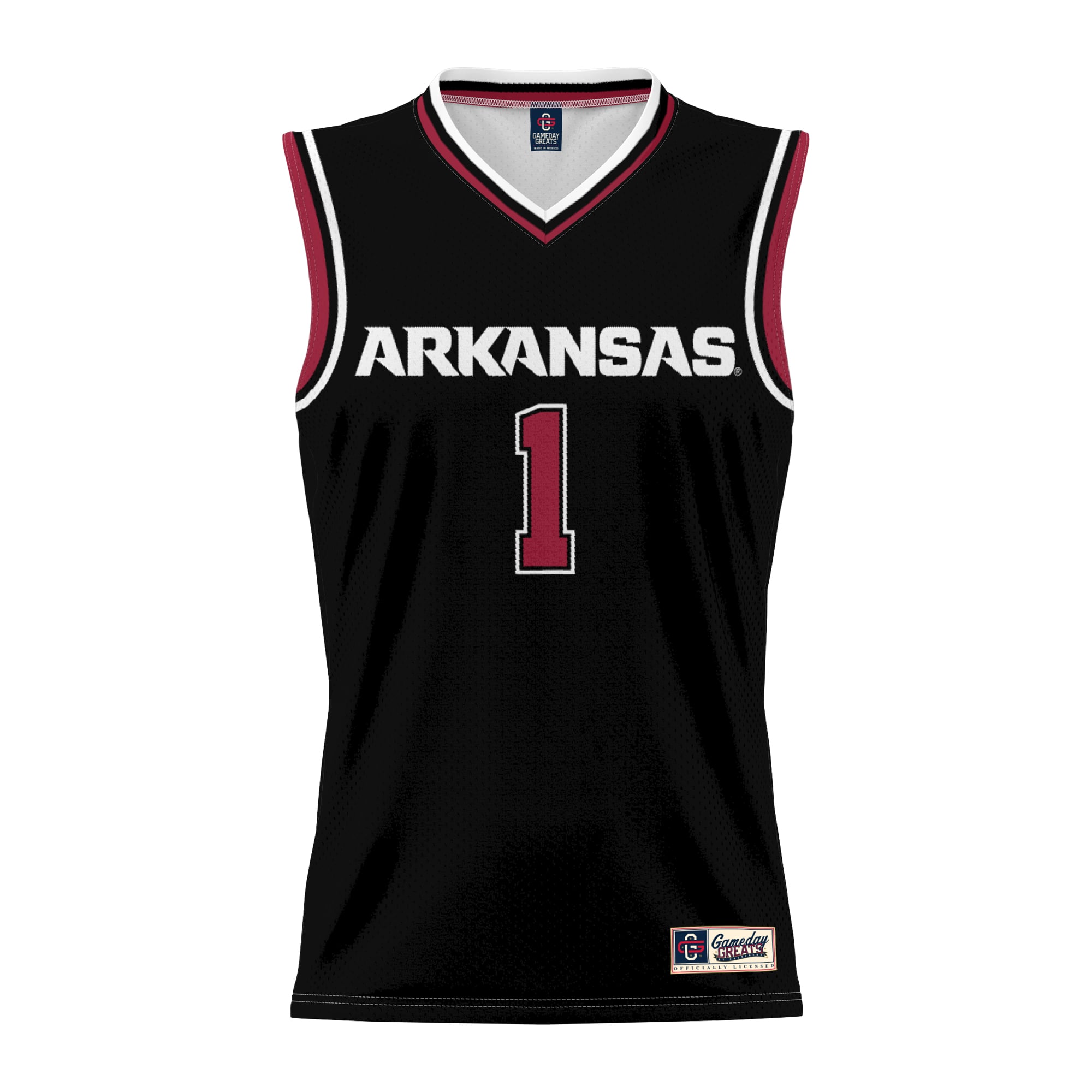 #1 Arkansas Razorbacks Lightweight Basketball Jersey Black - front view