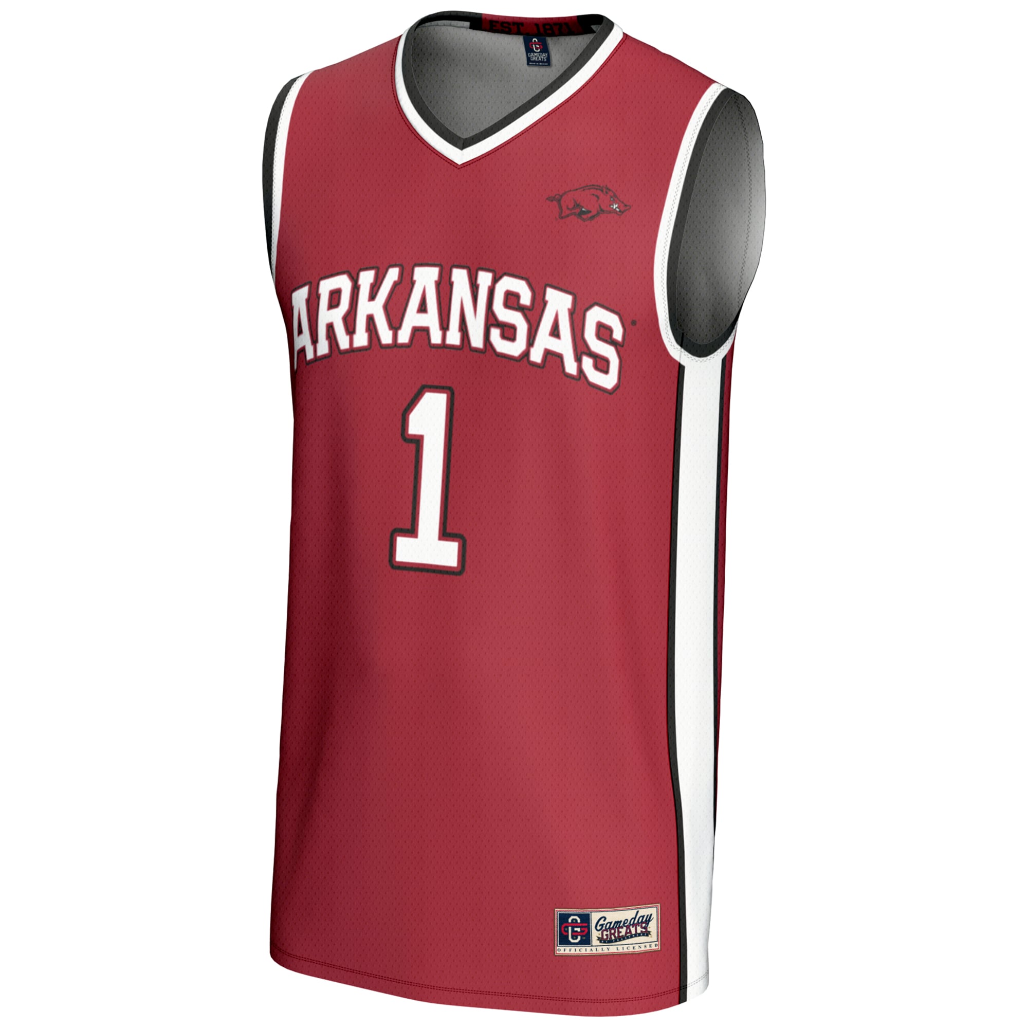 #1 Arkansas Razorbacks Lightweight Basketball Jersey Cardinal - front view
