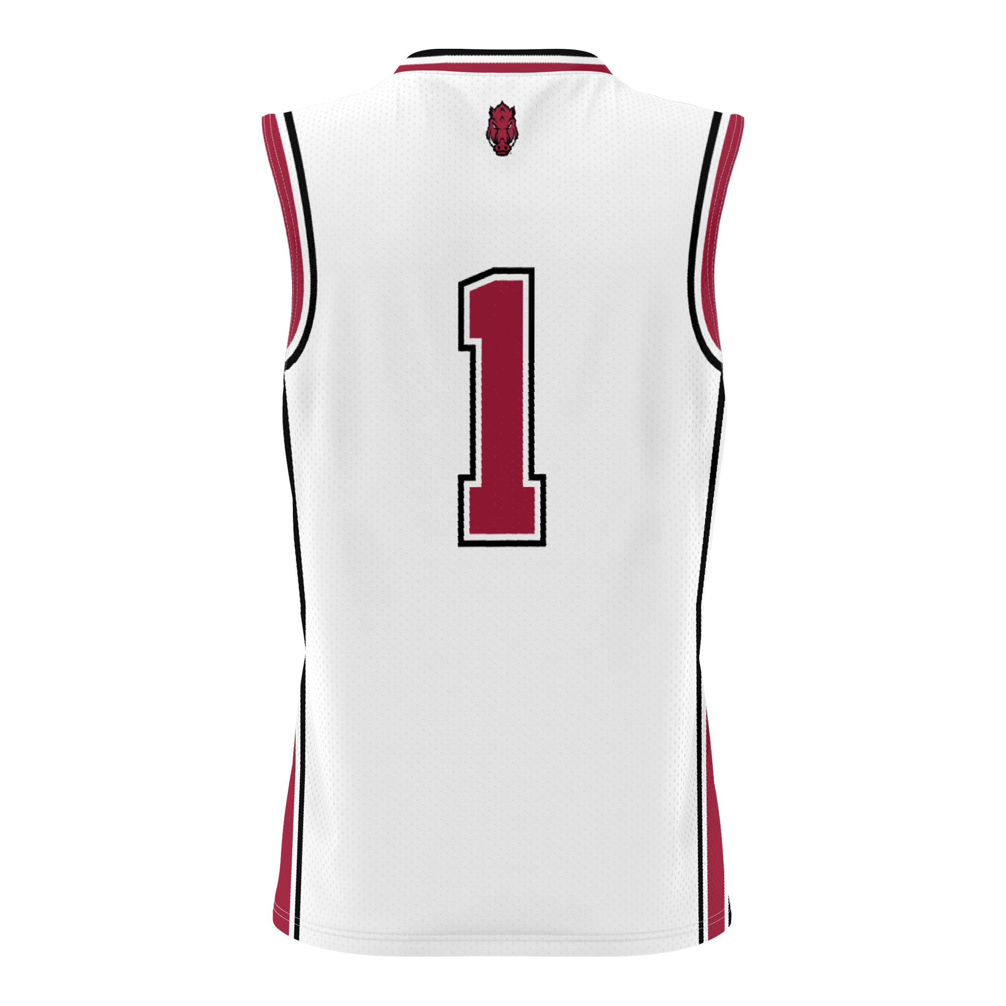 #1 Arkansas Razorbacks Lightweight Basketball Jersey White - back view