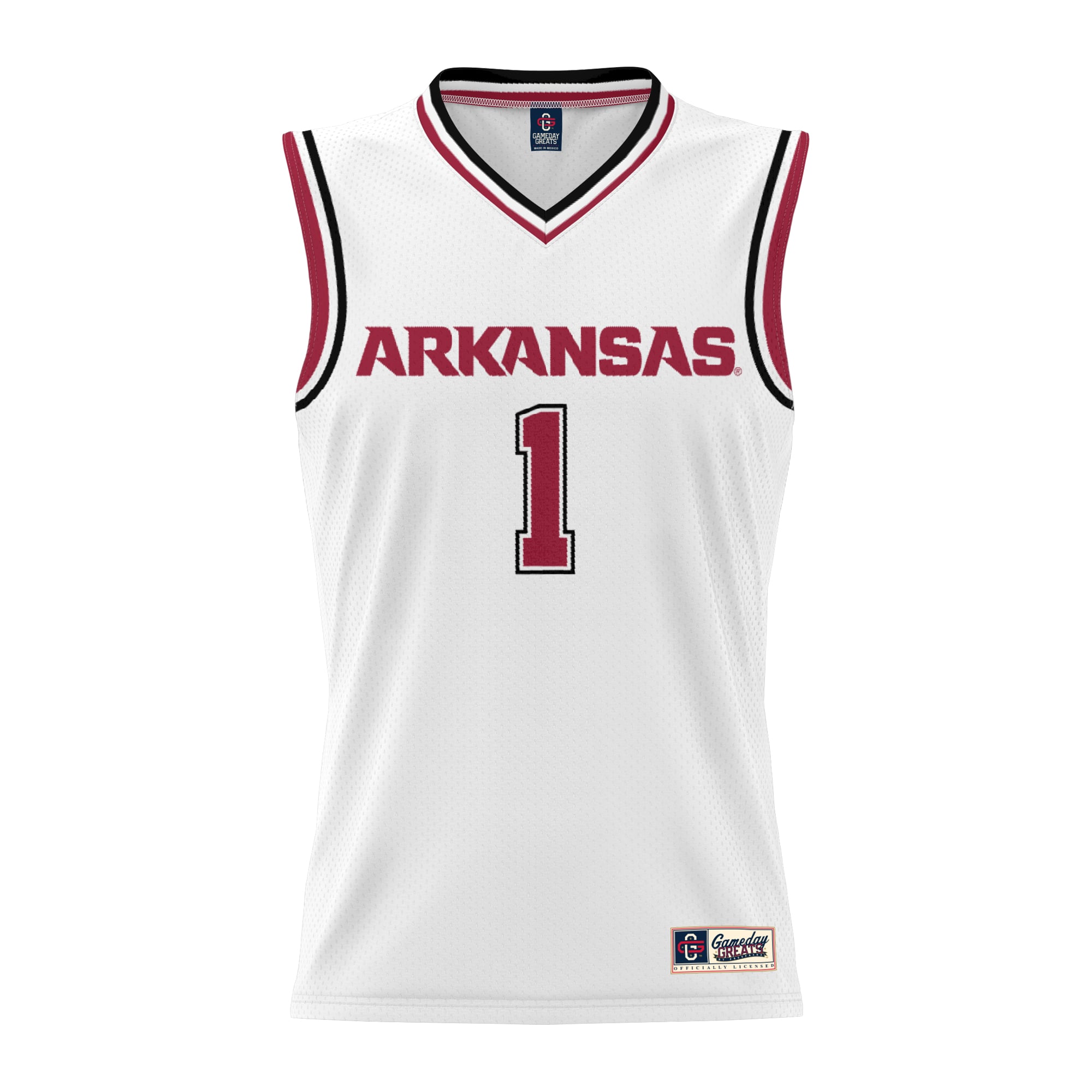 #1 Arkansas Razorbacks Lightweight Basketball Jersey White - front view