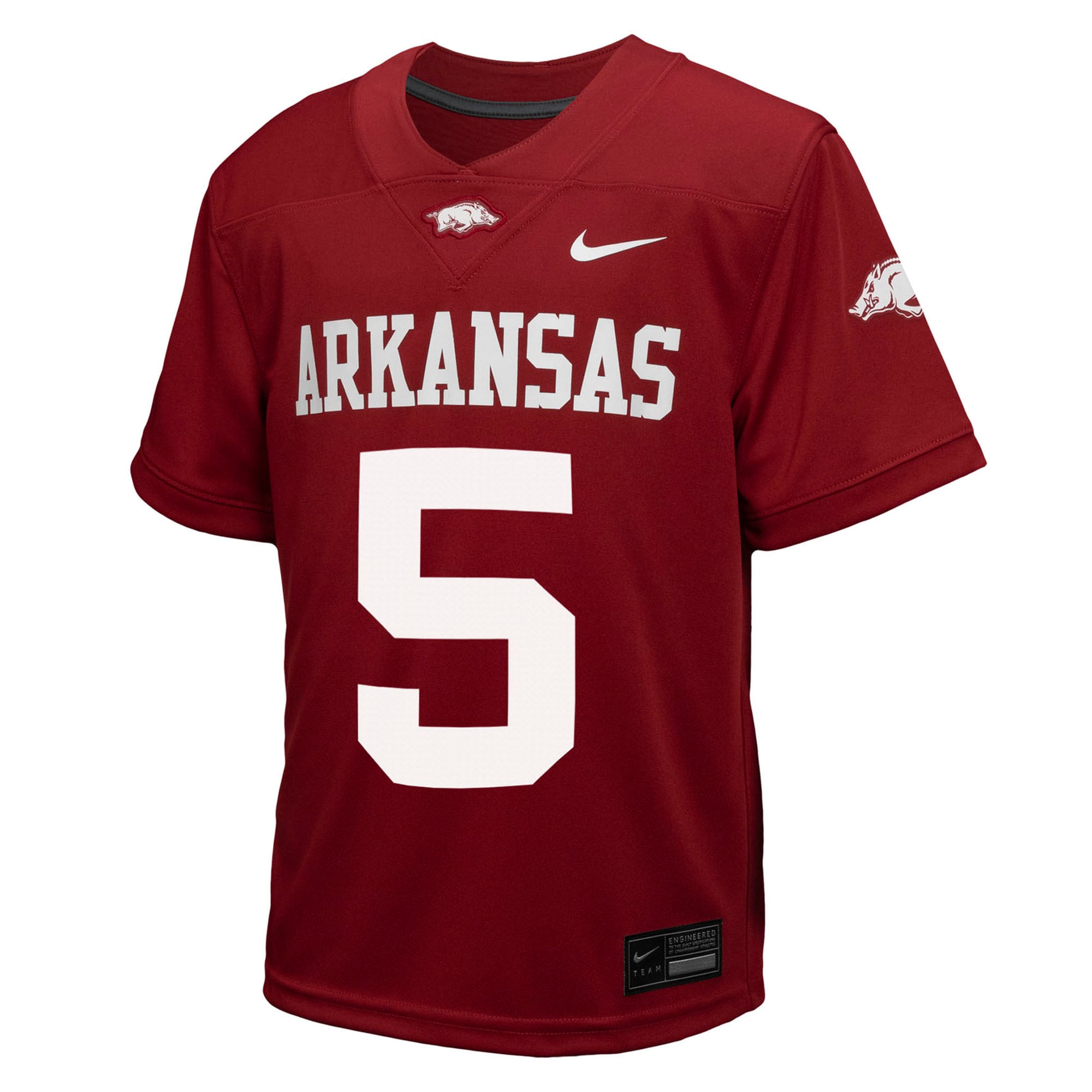 #5 Arkansas Razorbacks Preschool Jersey Cardinal - front view