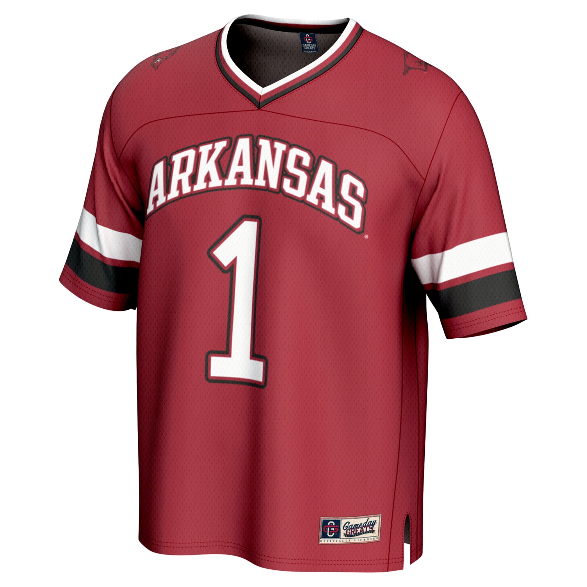 #1 Arkansas Razorbacks Unisex Lightweight Collegiate Football Fashion Jersey Cardinal - front view