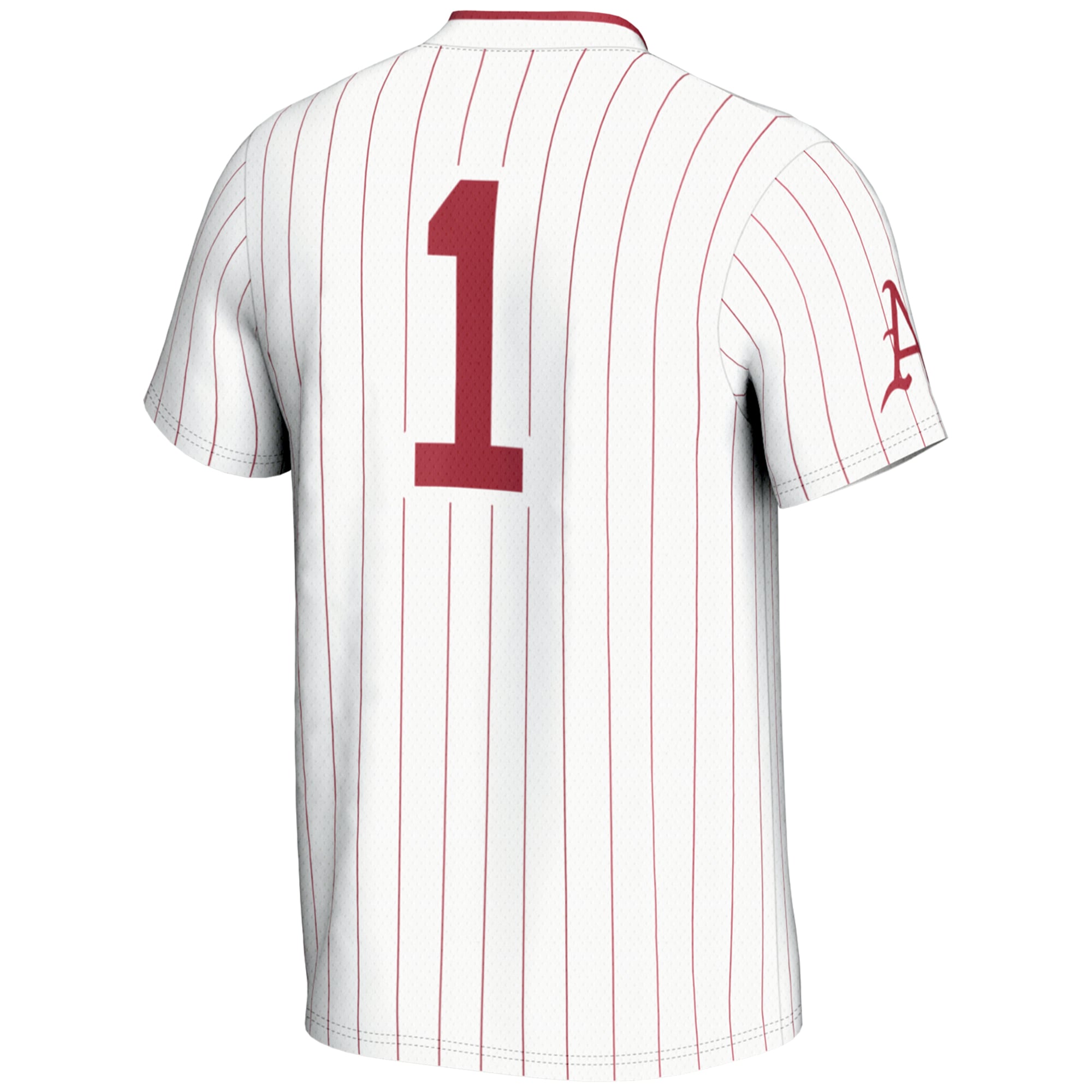 #1 Arkansas Razorbacks Unisex Lightweight Softball Jersey White - back view