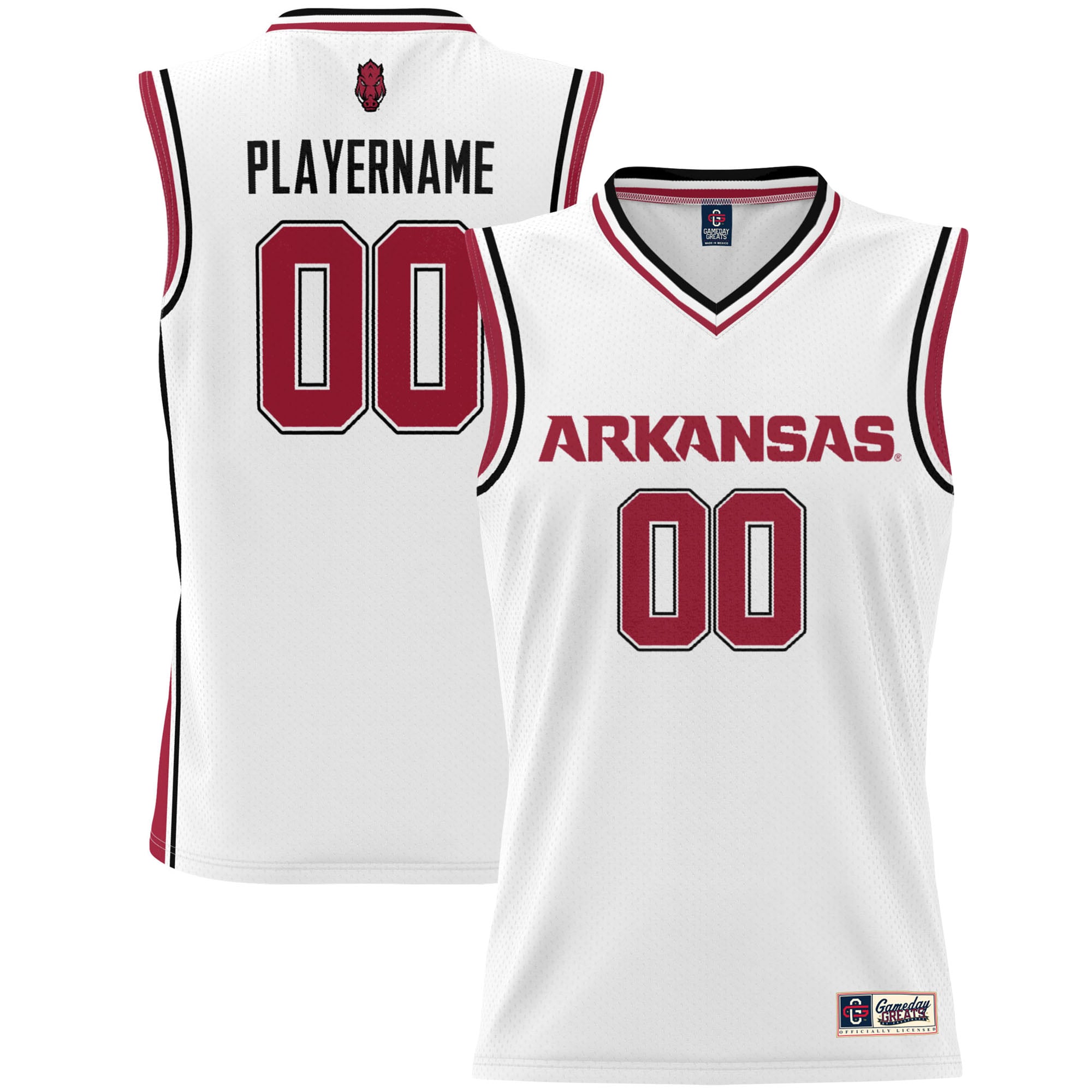 Arkansas Razorbacks Unisex Lightweight Women's Basketball Jersey White - front and back view