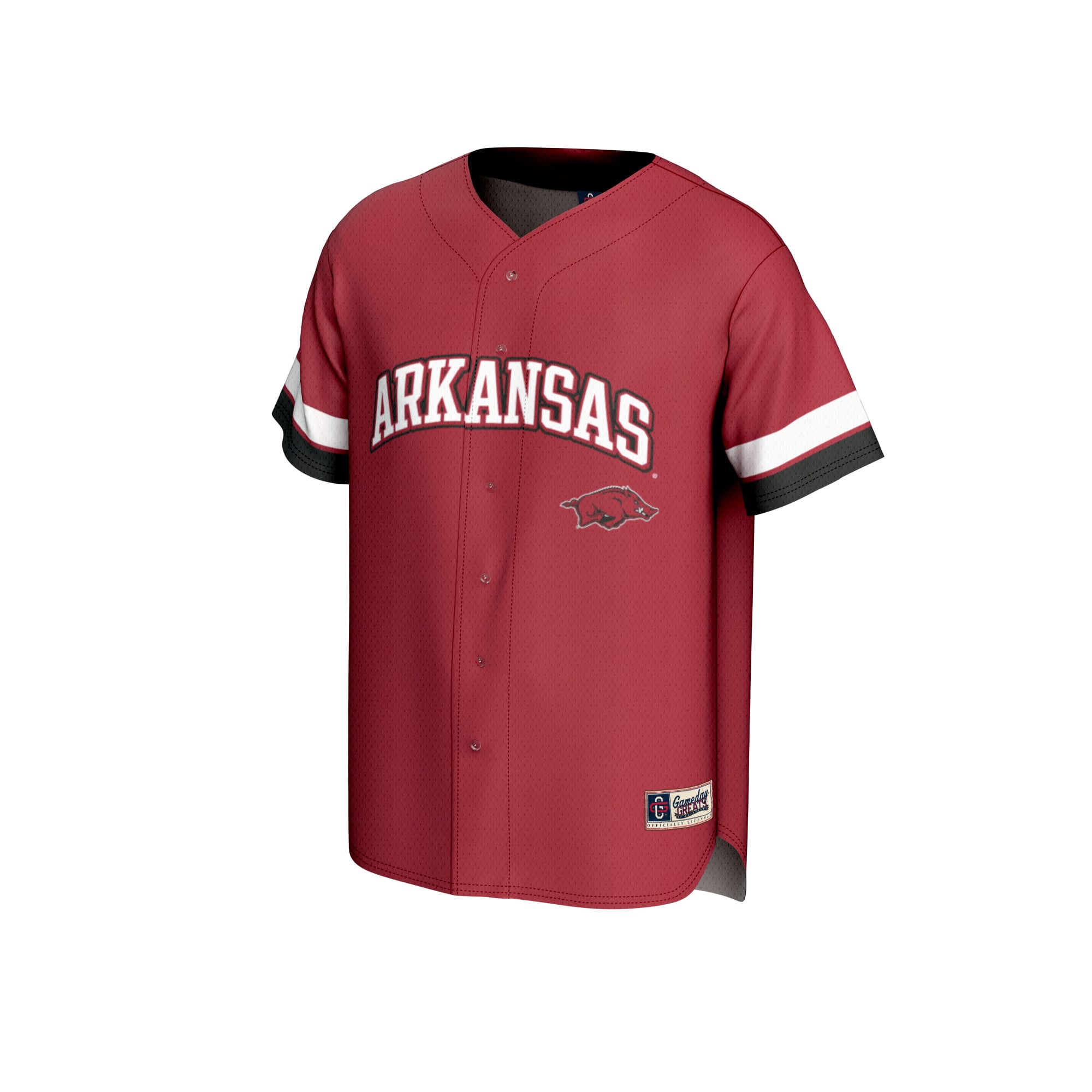Arkansas Razorbacks Unisex Spirit Baseball Jersey Crimson - front view