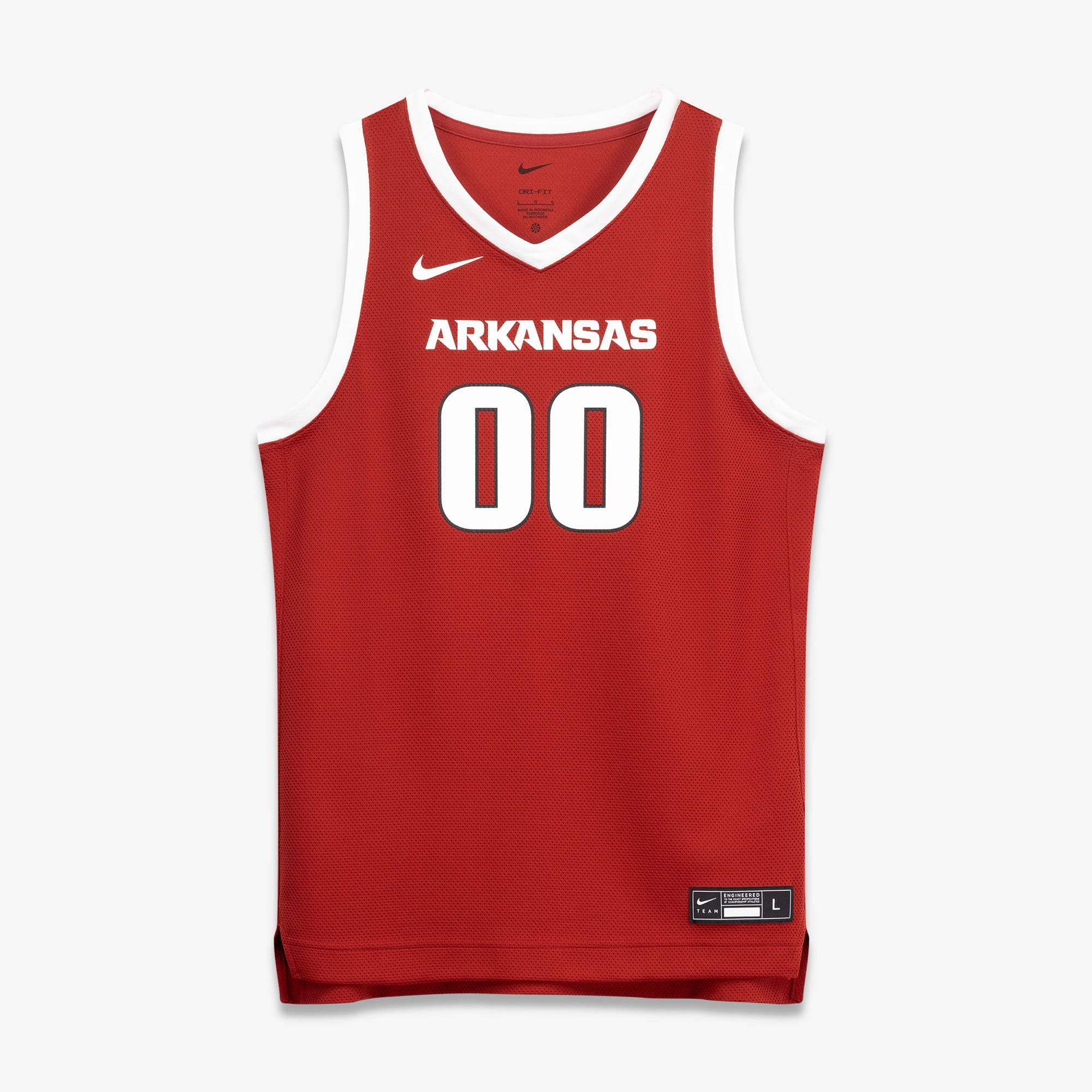 #00 Arkansas Razorbacks Youth Basketball Jersey Crimson - front view